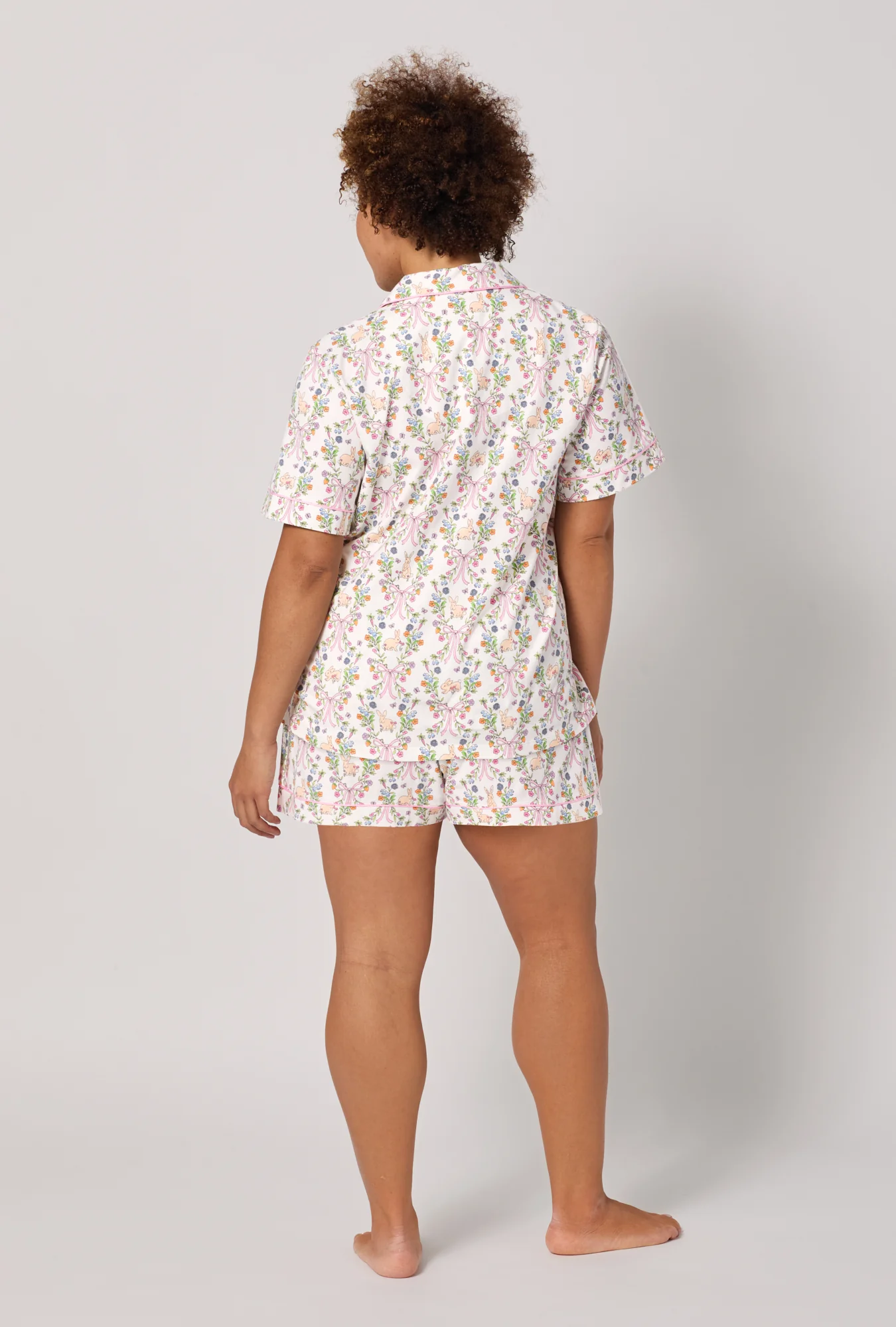 Bunny Blooms Short Sleeve Classic Shorty Stretch Jersey Pj Set - Image 7