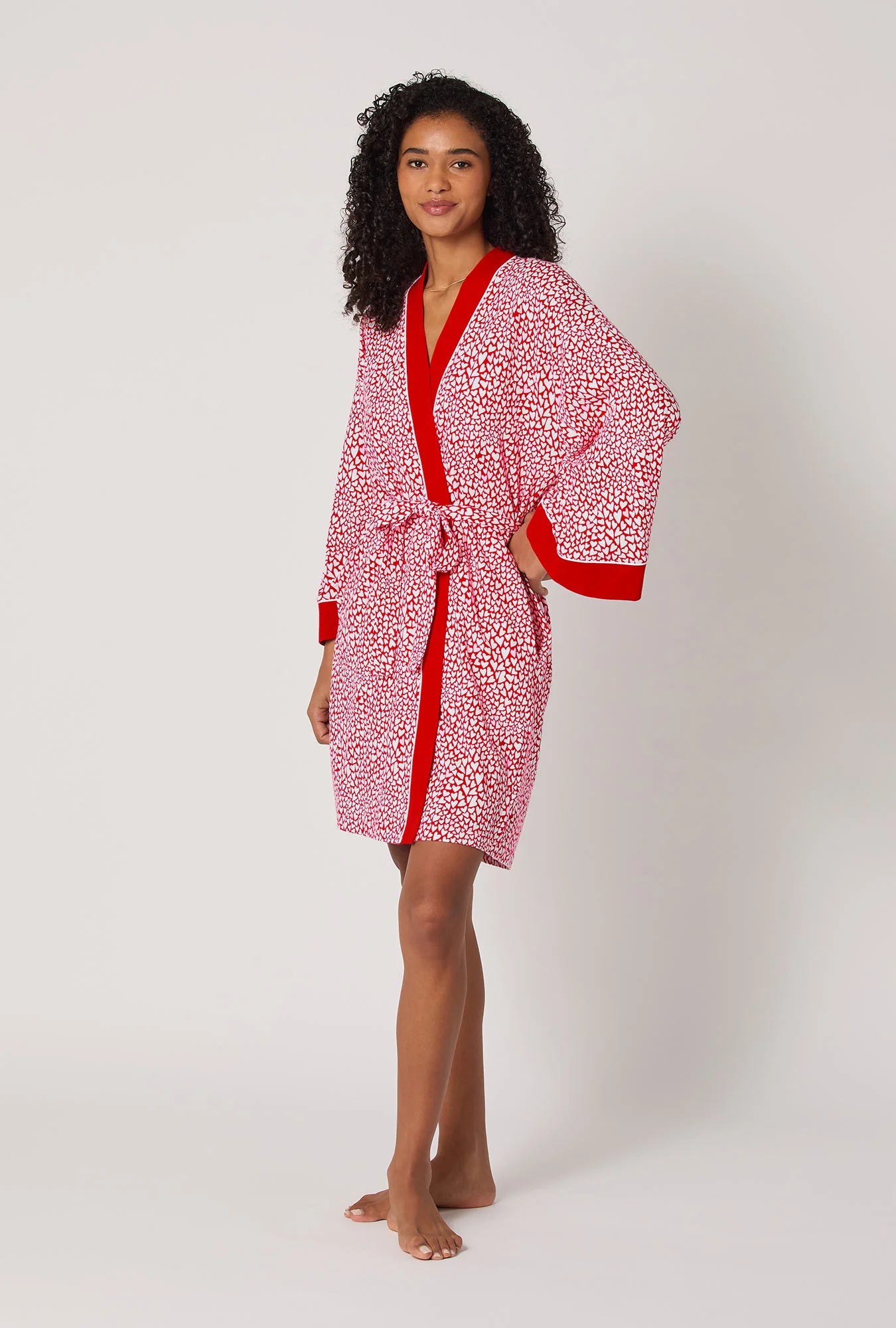 Bursting With Love Banded Collar Stretch Jersey Robe - Image 3