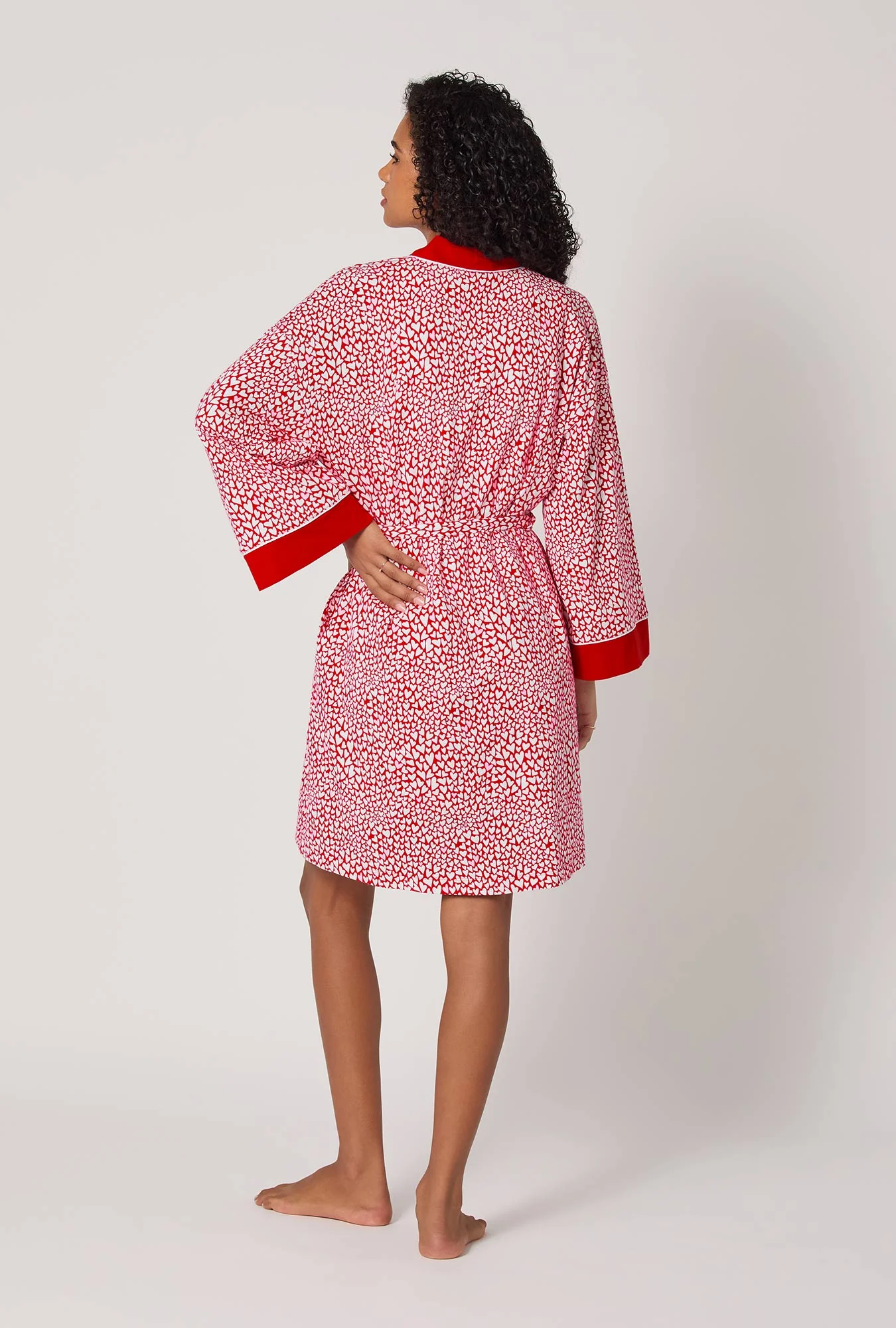 Bursting With Love Banded Collar Stretch Jersey Robe - Image 4