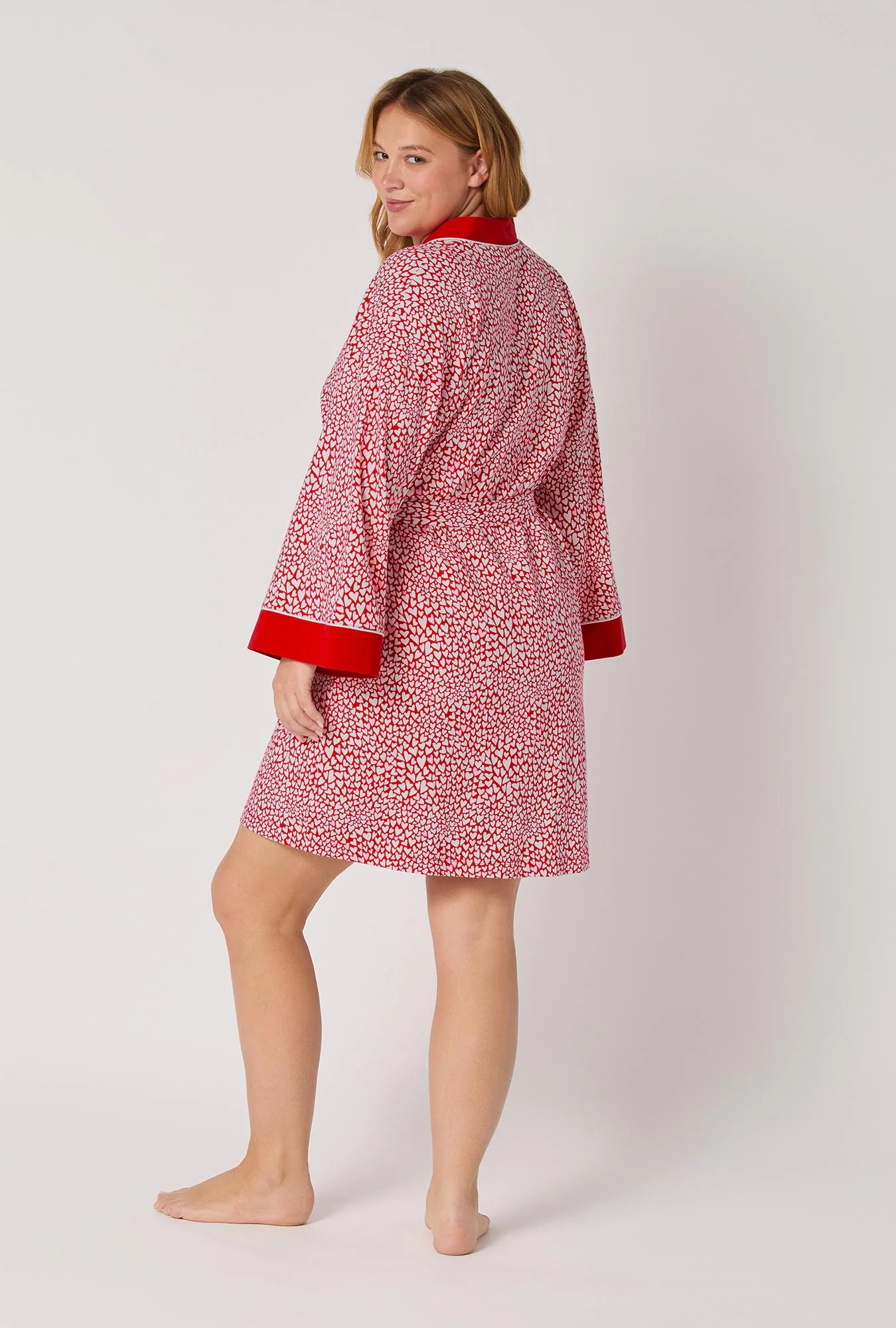 Bursting With Love Banded Collar Stretch Jersey Robe - Image 5