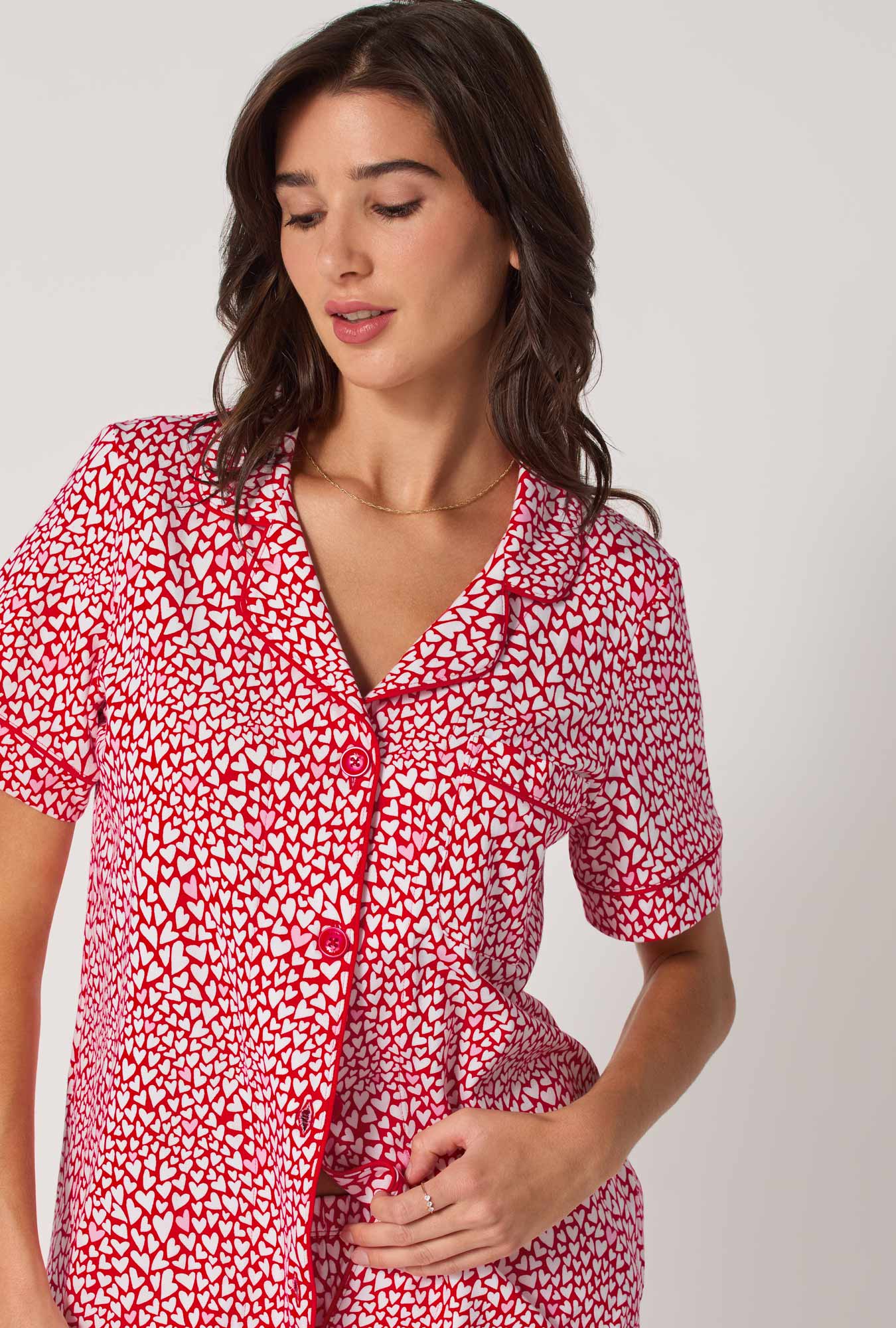 Bursting With Love Short Sleeve Classic Shorty Stretch Jersey Pj Set - Image 4