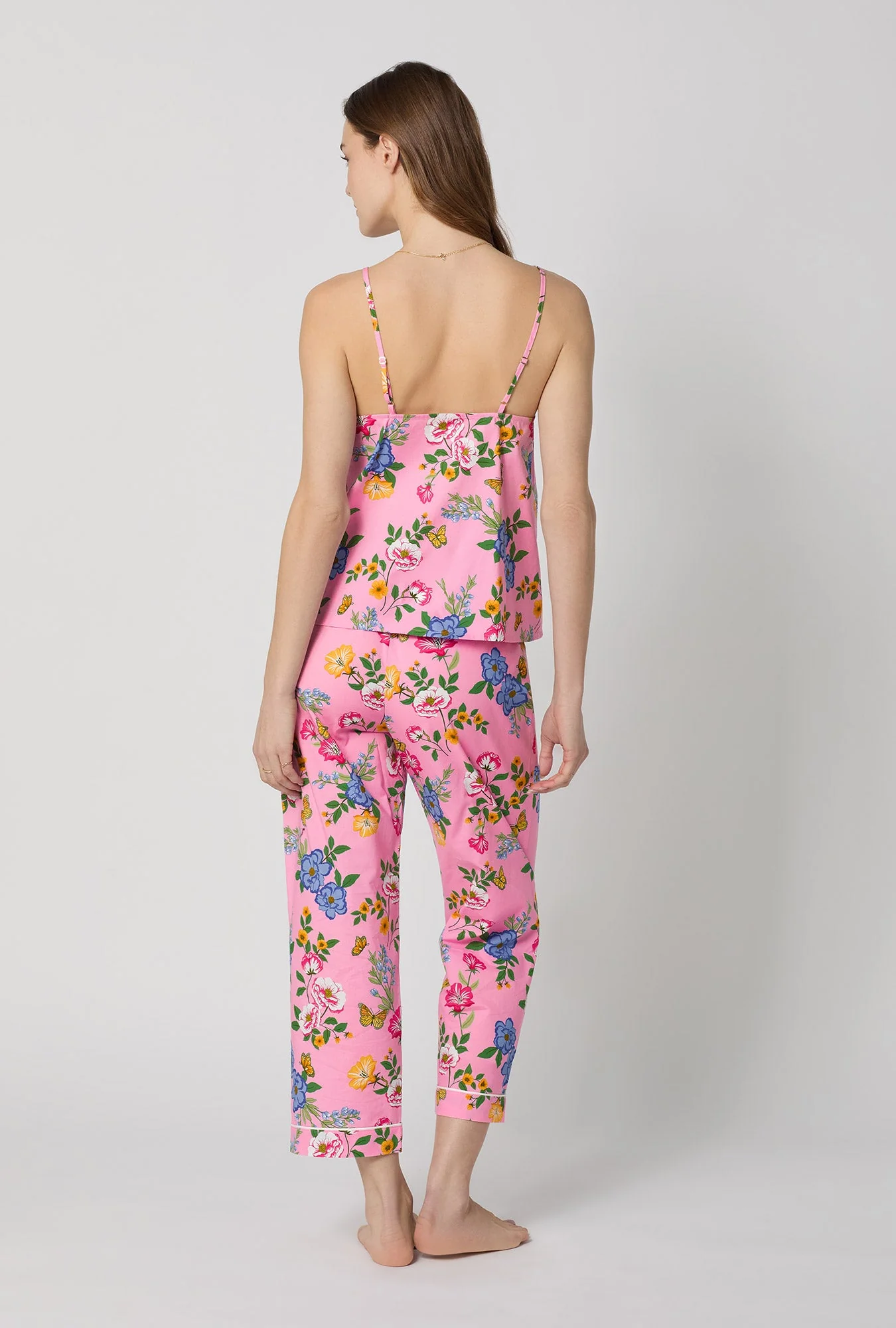 Butterfly Garden Cami Woven Cotton Poplin Cropped Pj Set - Image 3
