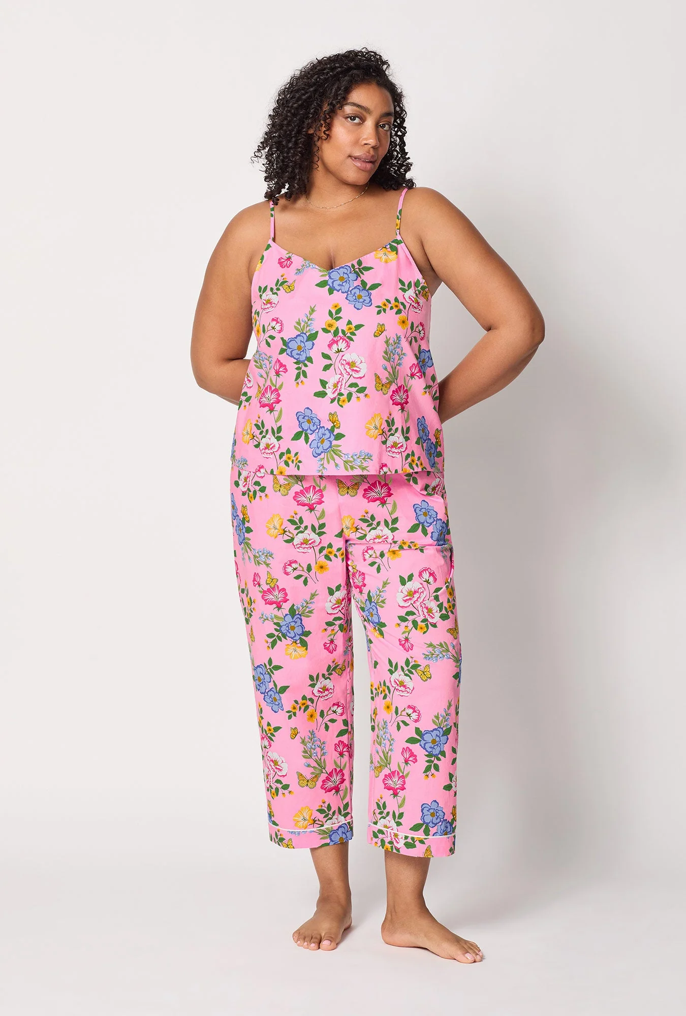 Butterfly Garden Cami Woven Cotton Poplin Cropped Pj Set - Image 5
