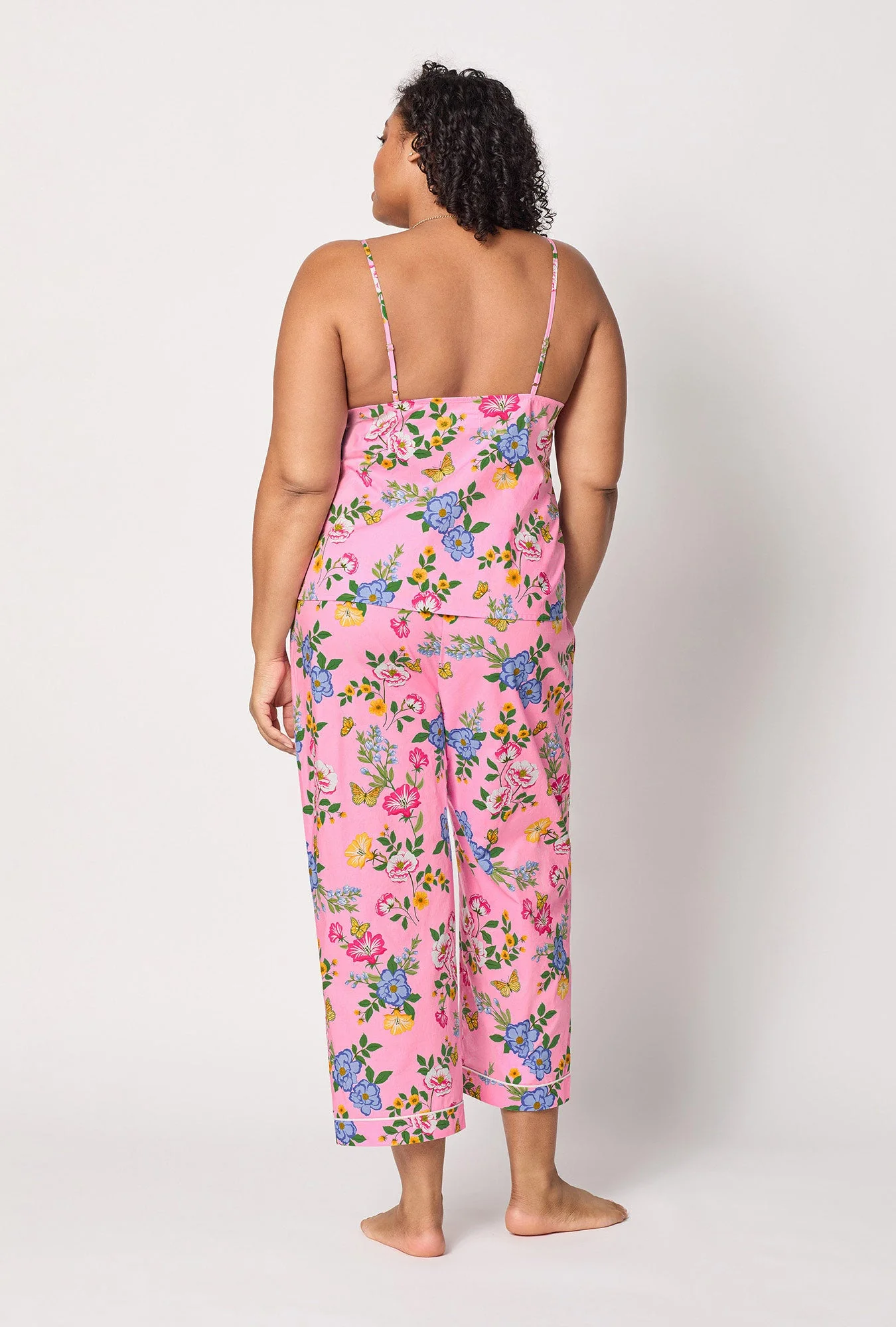 Butterfly Garden Cami Woven Cotton Poplin Cropped Pj Set - Image 6