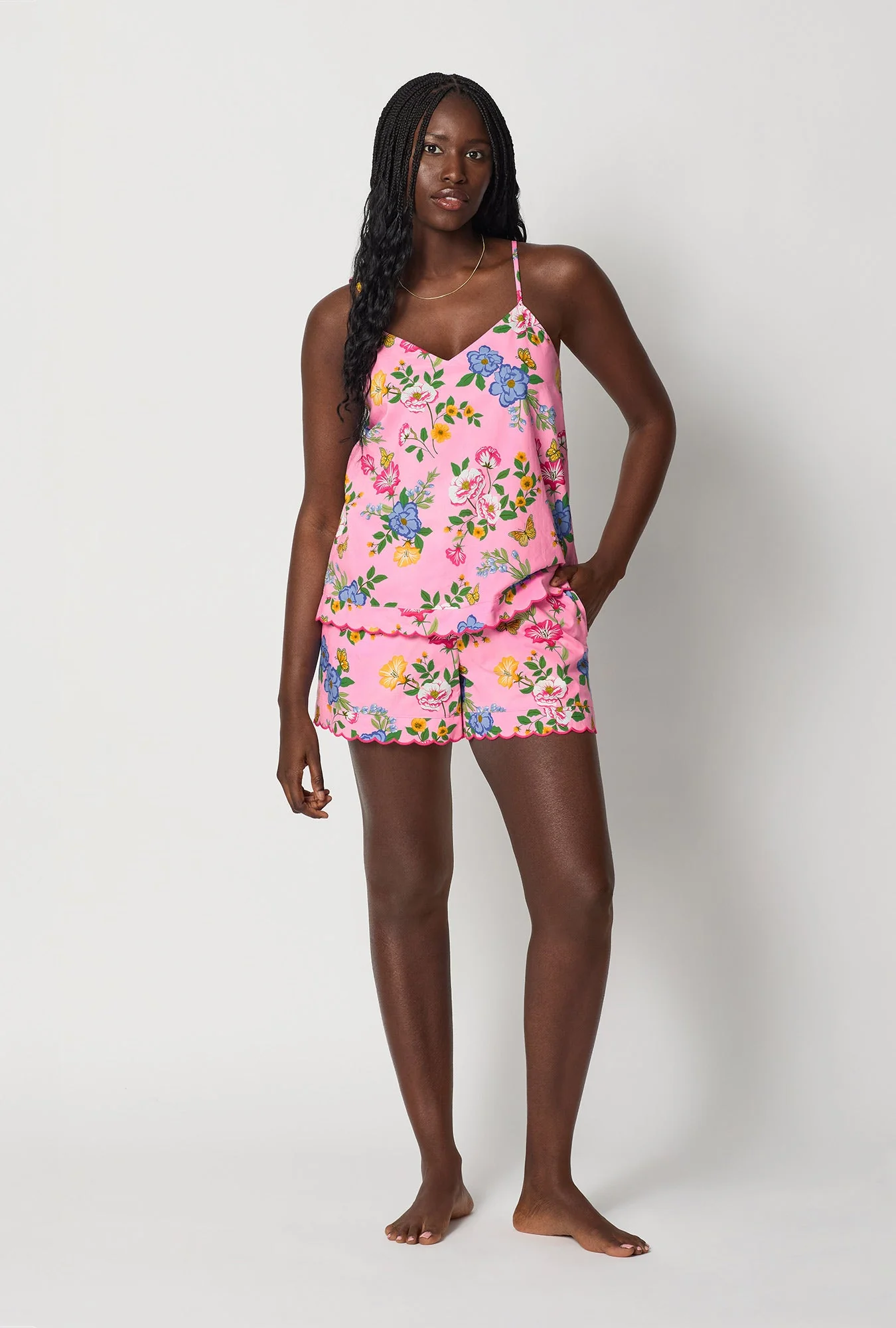 Butterfly Garden Cami Woven Cotton Poplin Shorty Pj Set