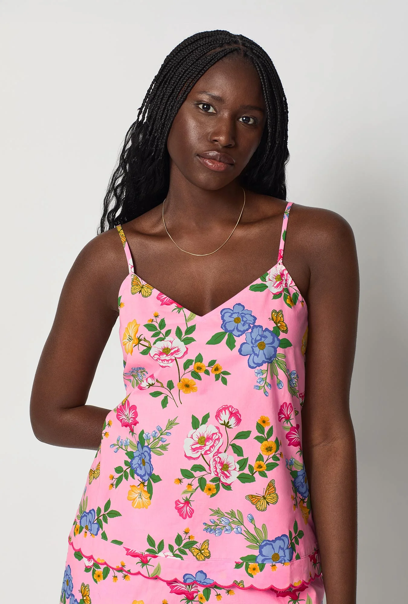 Butterfly Garden Cami Woven Cotton Poplin Shorty Pj Set - Image 3
