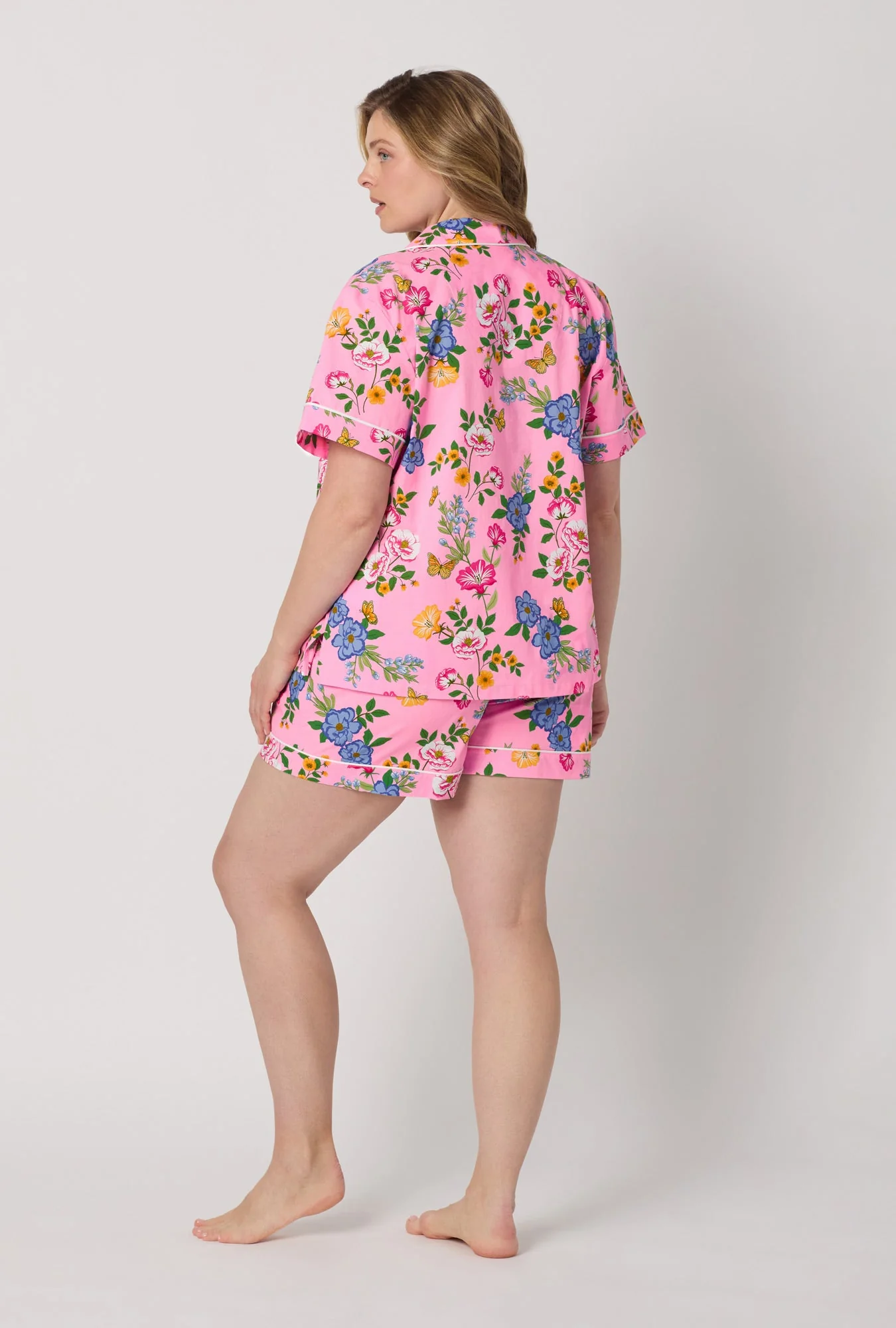 Butterfly Garden Short Sleeve Classic Woven Cotton Poplin Shorty Pj Set - Image 6