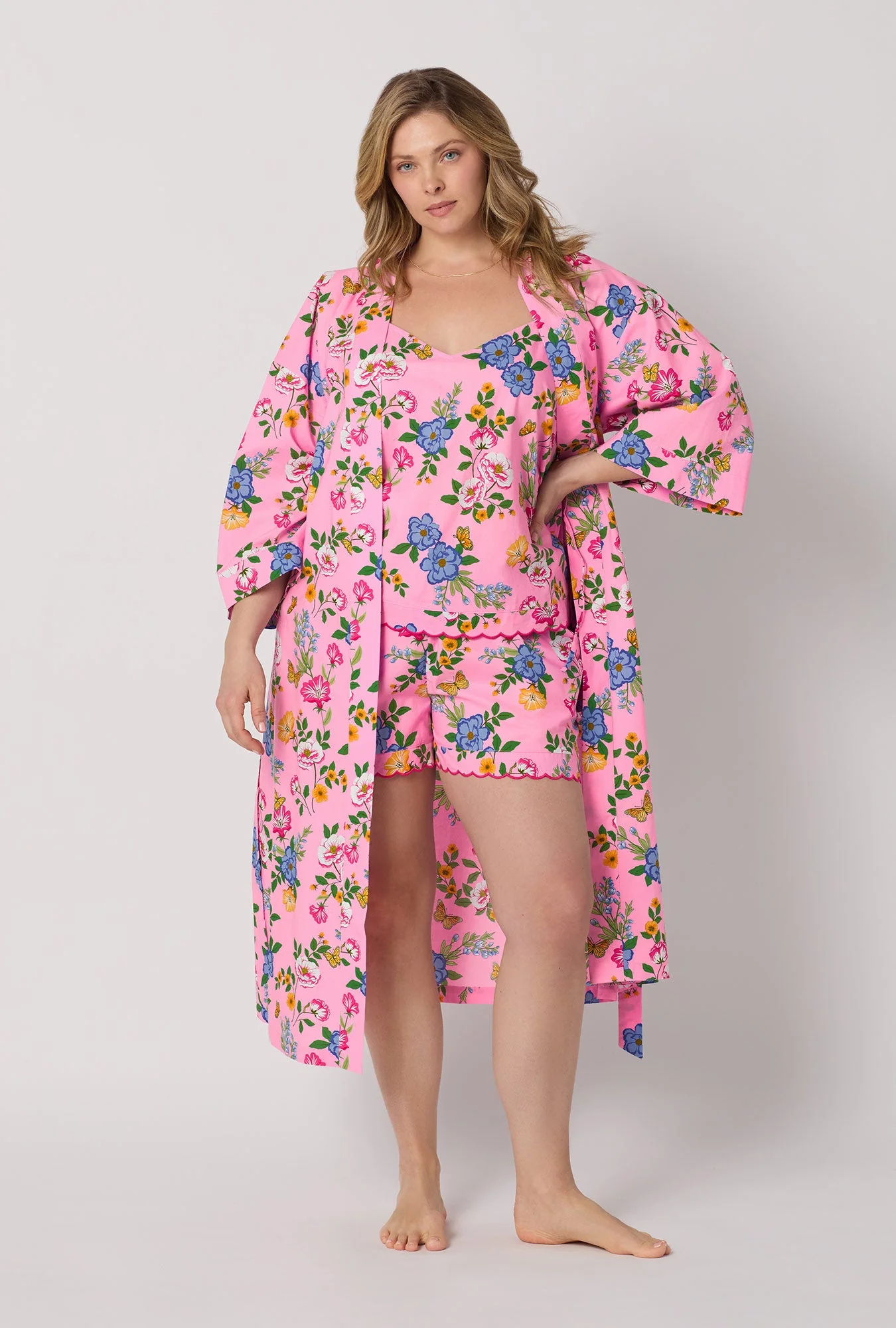 Butterfly Garden Woven Cotton Poplin Kimono Robe - Image 5