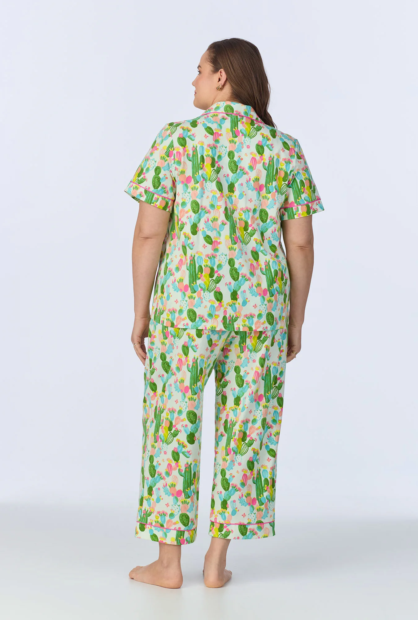 Cactus Garden Short Sleeve Classic Stretch Jersey Cropped PJ Set - Image 6