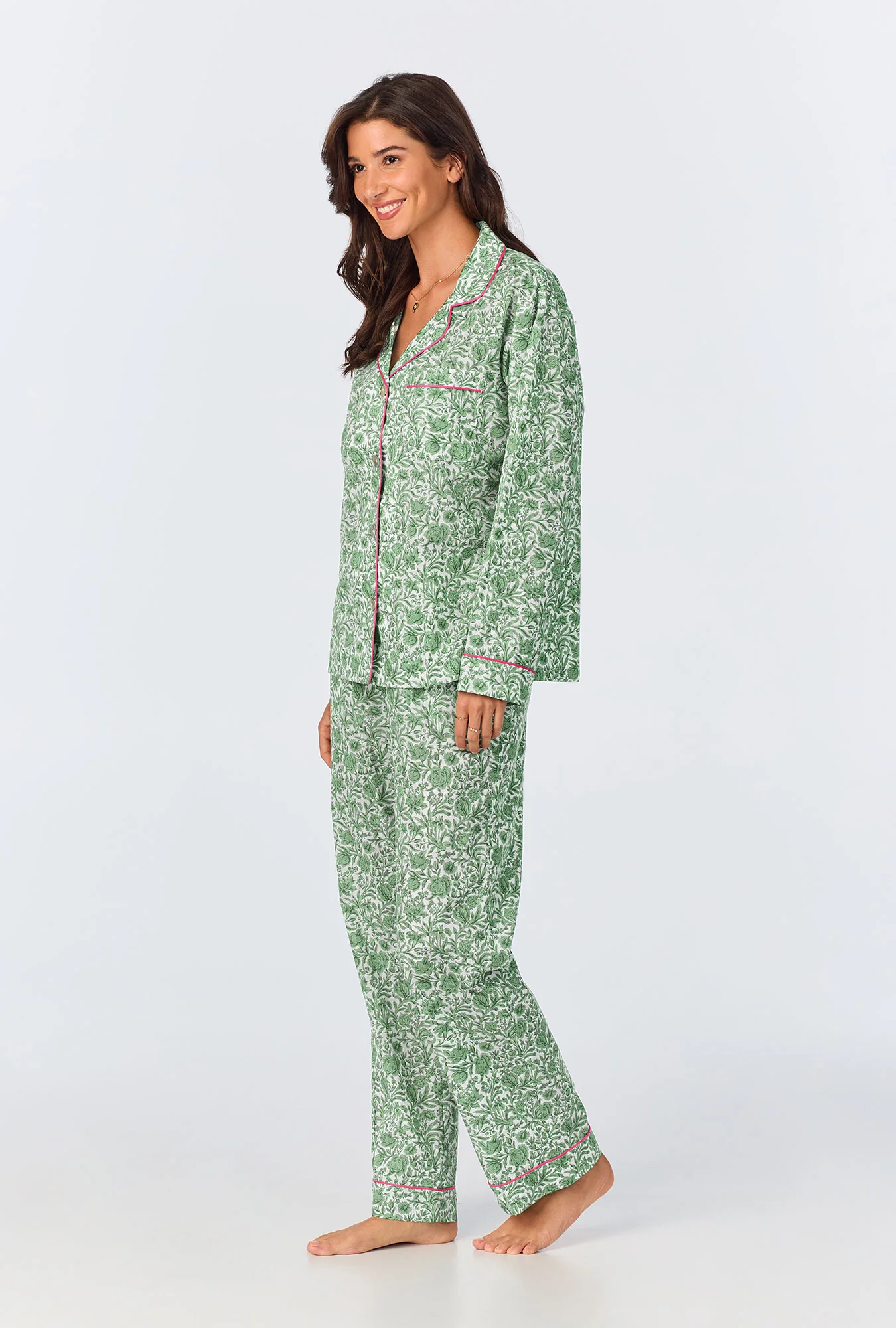 Sambourne Long Sleeve Classic Woven Cotton Tana Lawn Long PJ Set Made with Liberty Fabrics - Image 3