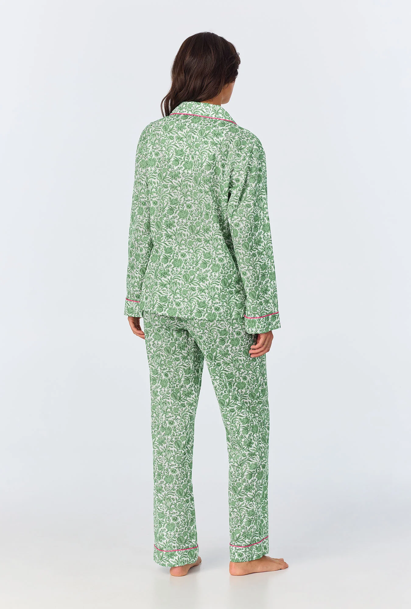 Sambourne Long Sleeve Classic Woven Cotton Tana Lawn Long PJ Set Made with Liberty Fabrics - Image 4
