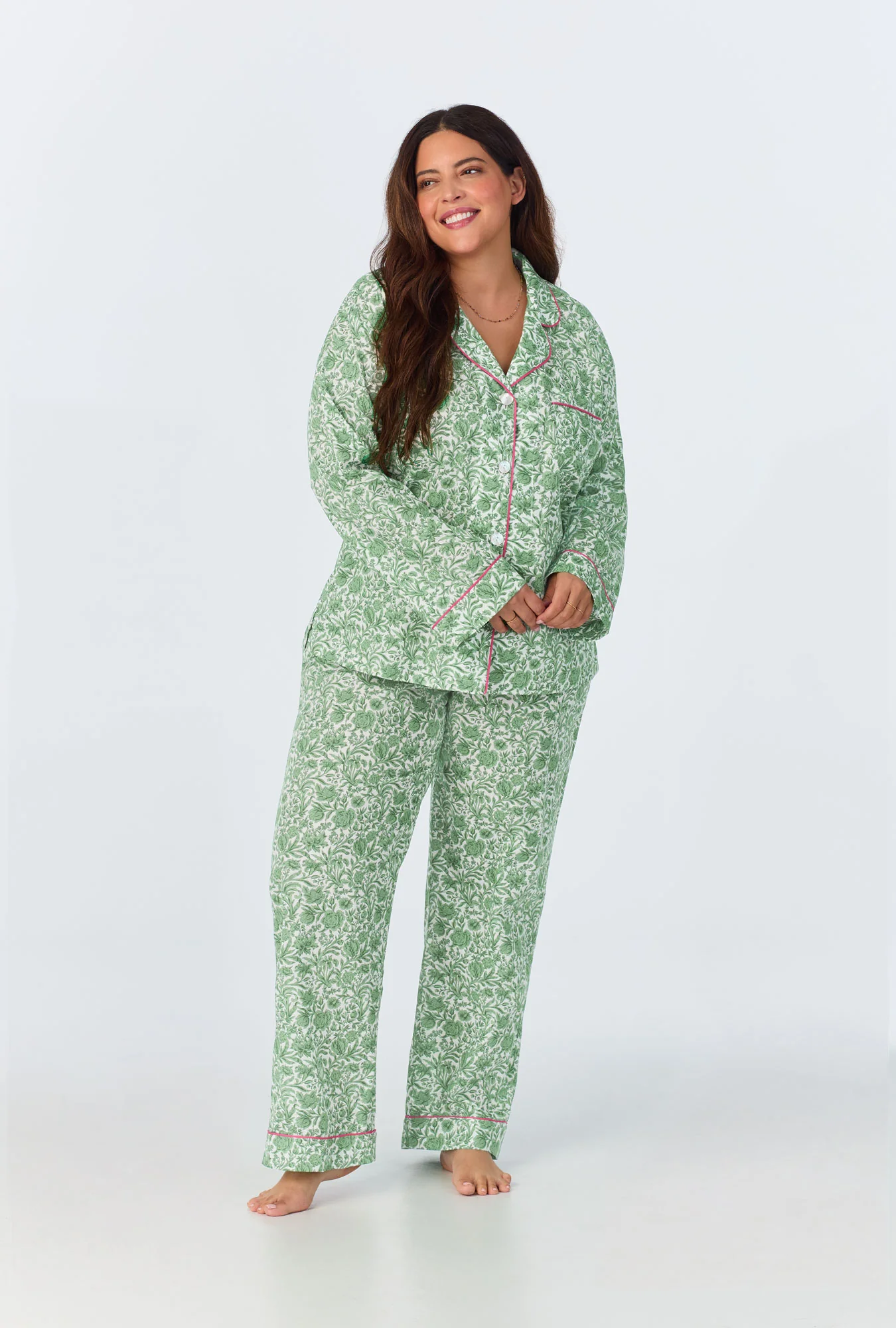 Sambourne Long Sleeve Classic Woven Cotton Tana Lawn Long PJ Set Made with Liberty Fabrics - Image 5