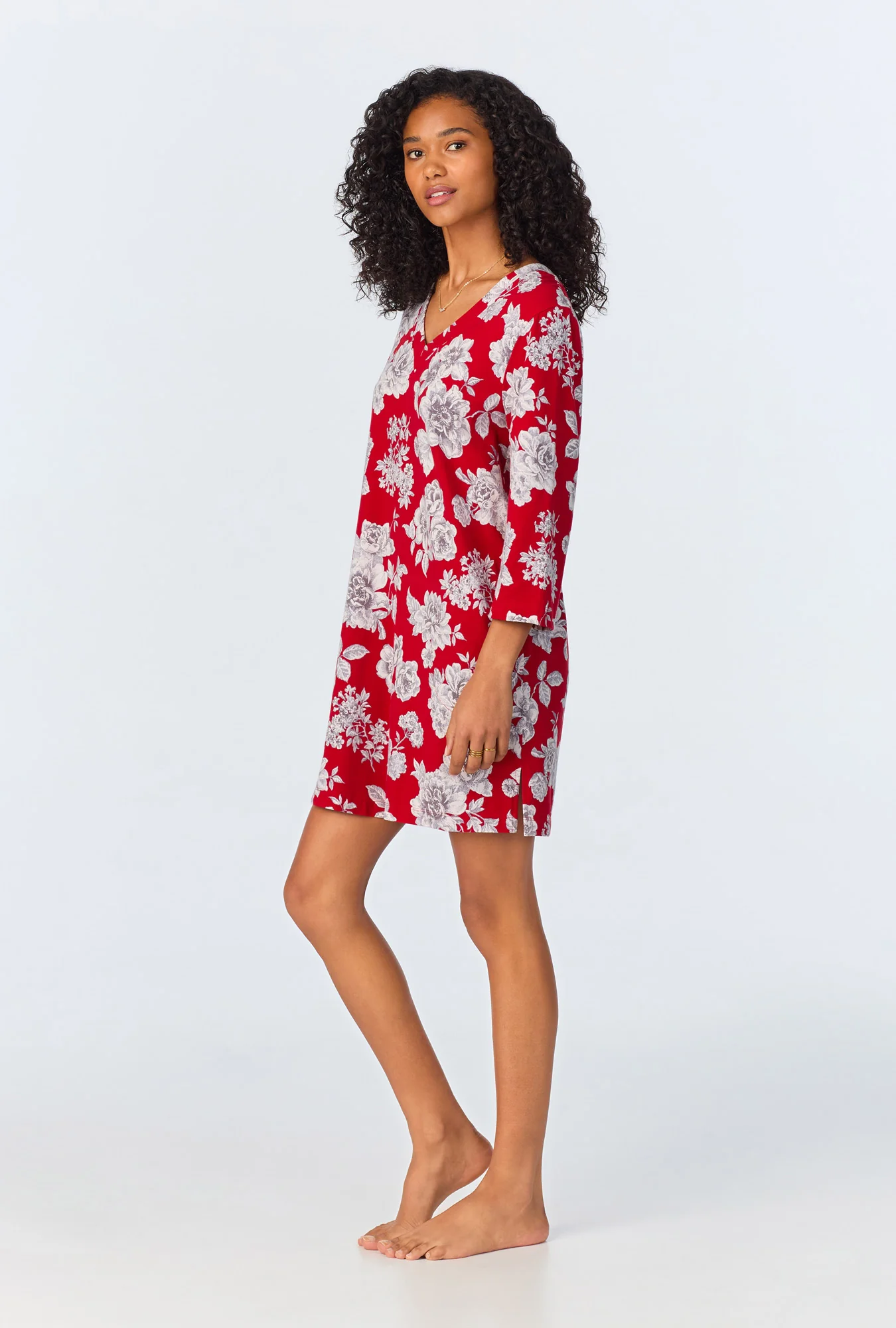 Camellias 3/4 Sleeve Stretch Jersey Sleepshirt - Image 2