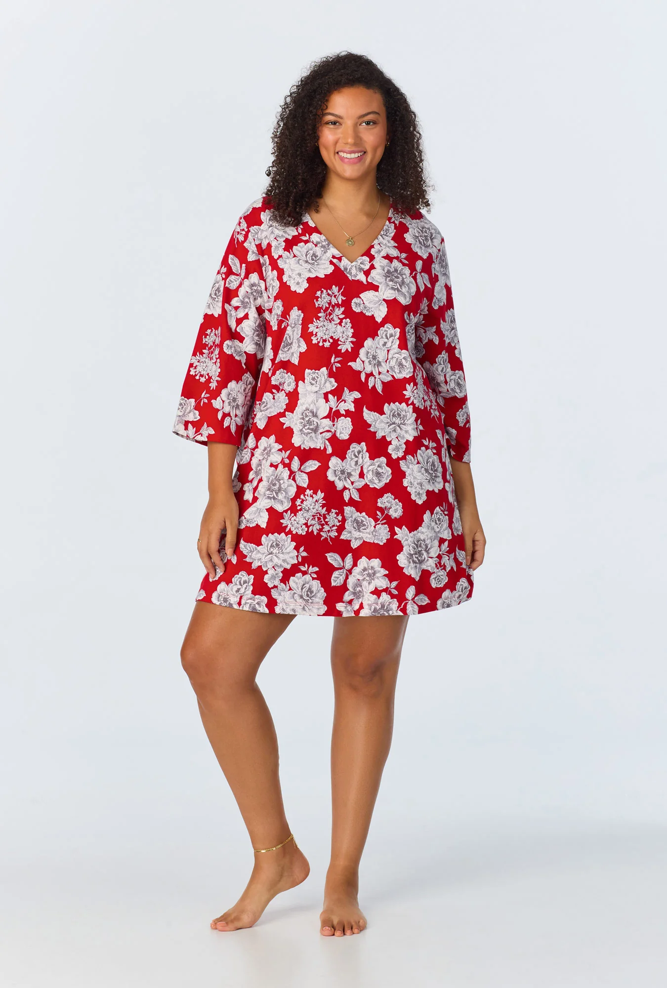 Camellias 3/4 Sleeve Stretch Jersey Sleepshirt - Image 4