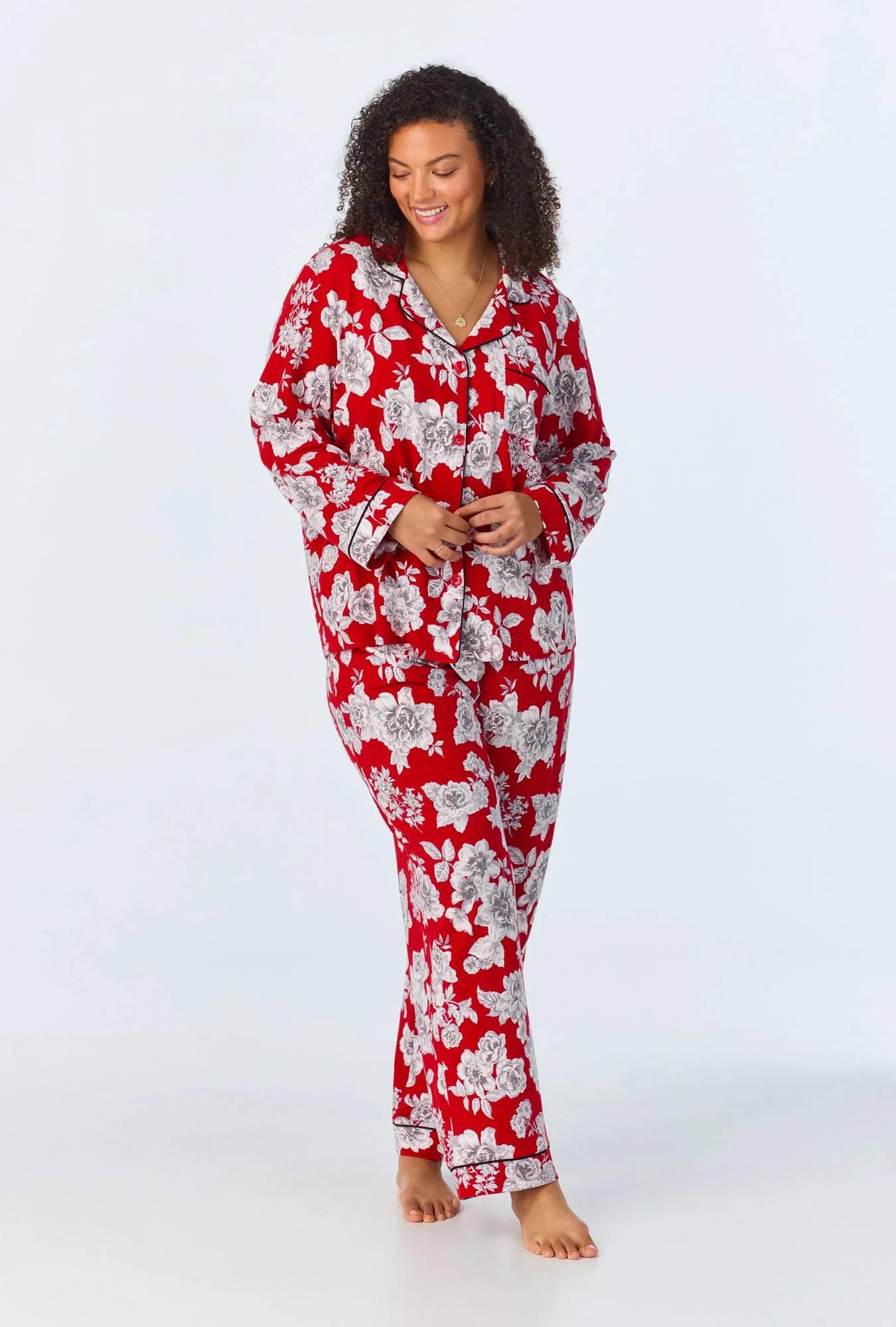 Camellias Long Sleeve Classic Stretch Jersey PJ Set - Image 4