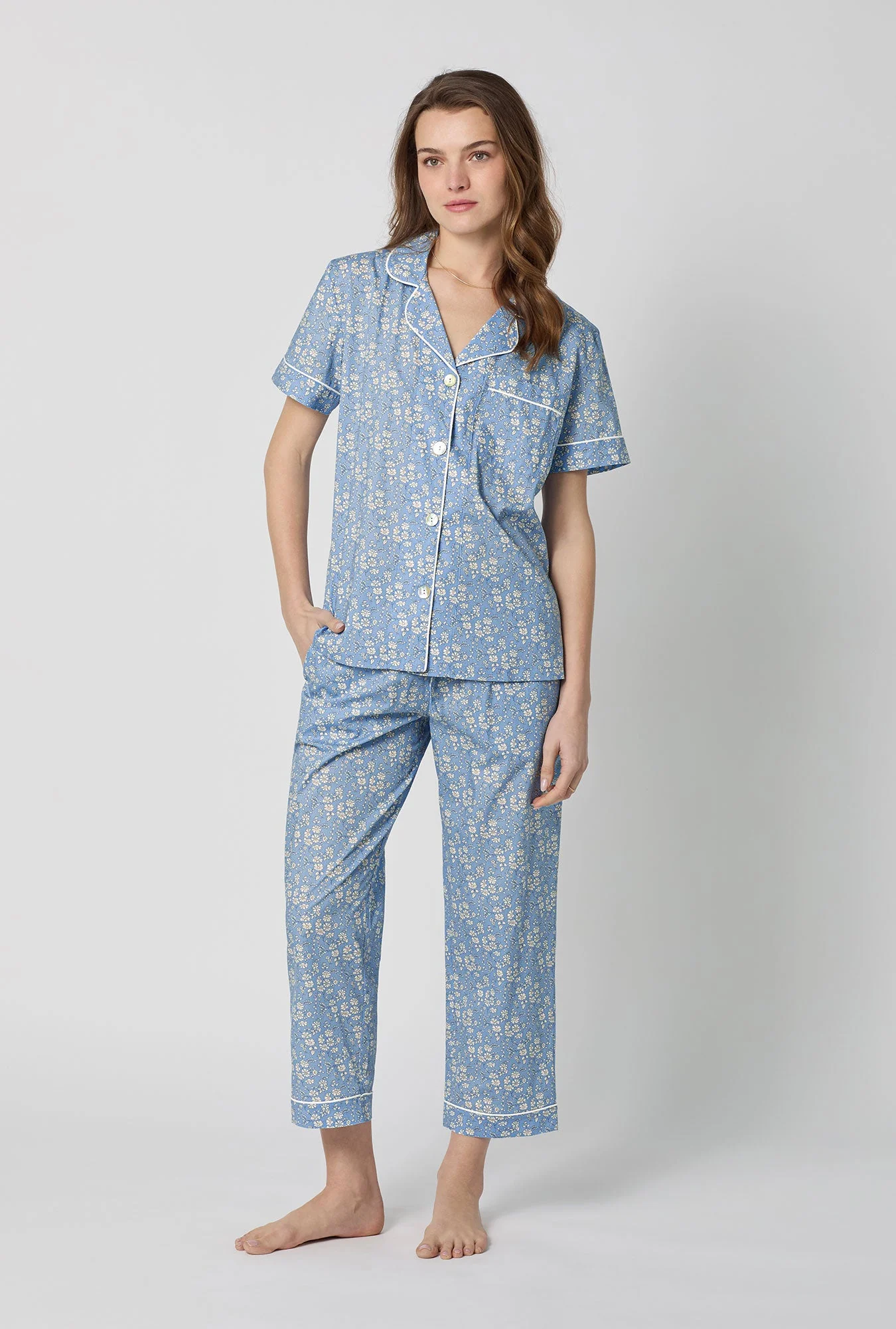 Capel Short Sleeve Classic Woven Tana Lawn® Cropped Pj Set Made With Liberty Fabric
