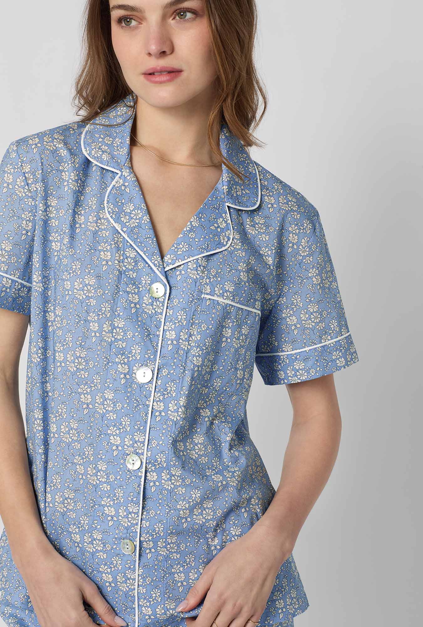 Capel Short Sleeve Classic Woven Tana Lawn® Cropped Pj Set Made With Liberty Fabric - Image 4