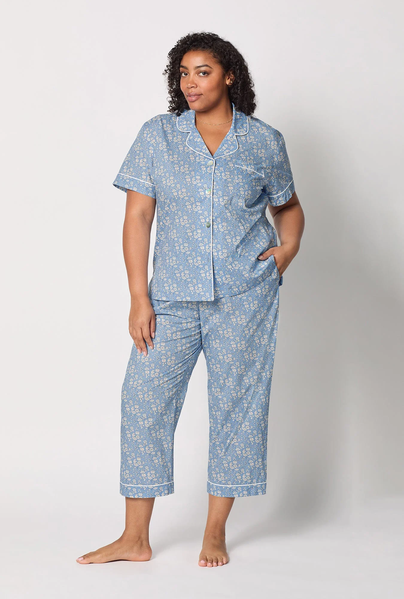 Capel Short Sleeve Classic Woven Tana Lawn® Cropped Pj Set Made With Liberty Fabric - Image 6