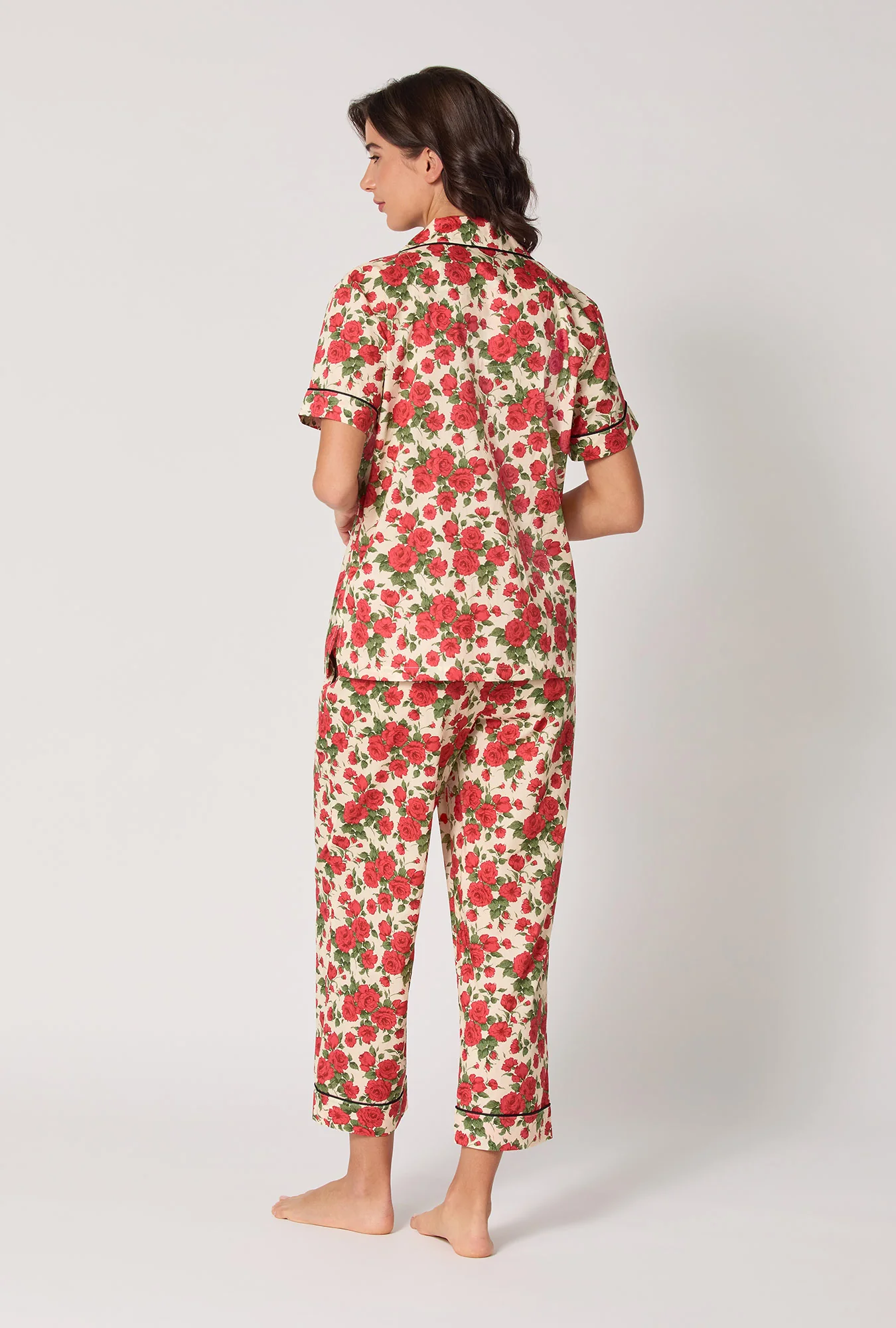 Carline Rose Short Sleeve Classic Woven Tana Lawn® Cropped Pj Set Made With Liberty Fabric - Image 3