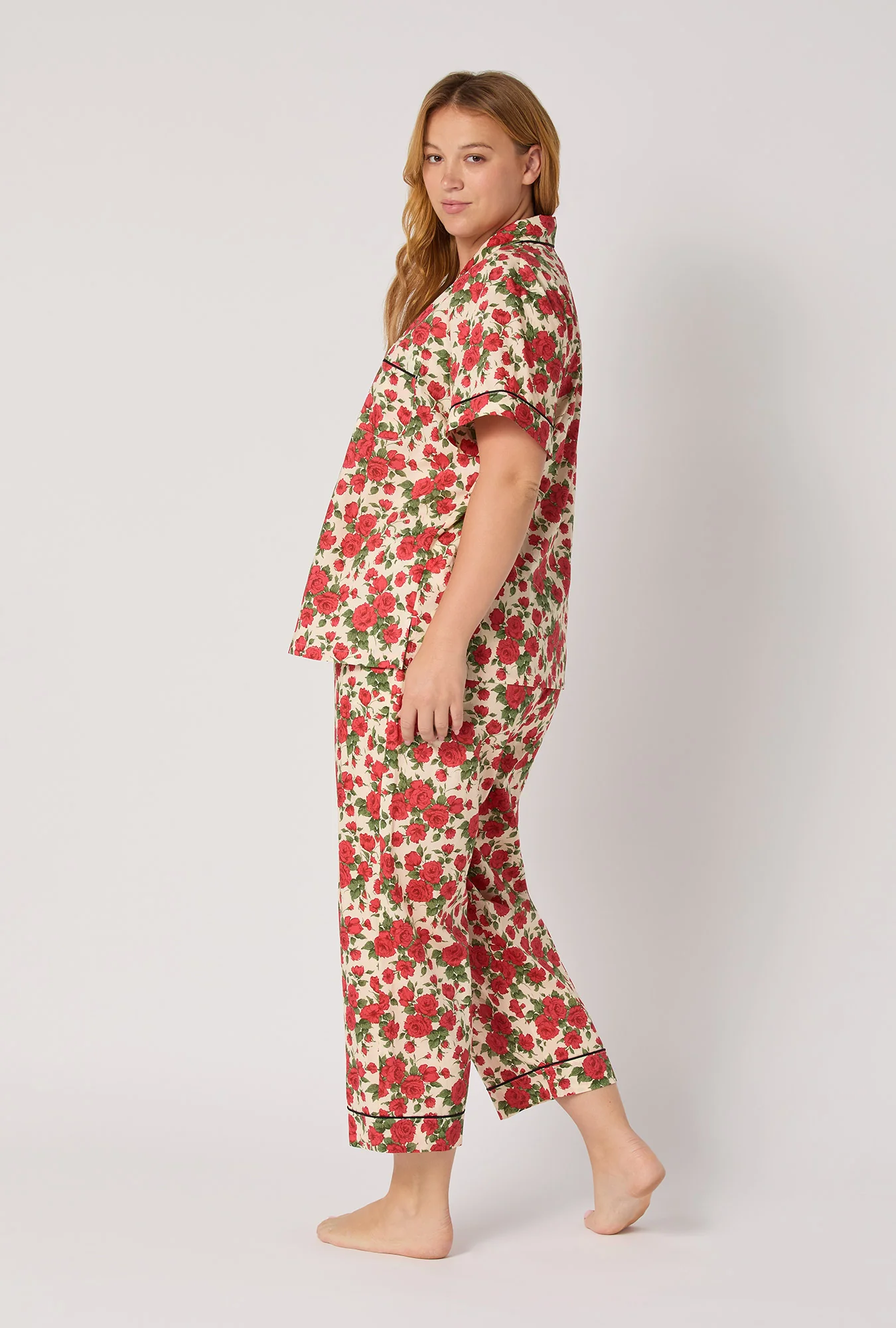 Carline Rose Short Sleeve Classic Woven Tana Lawn® Cropped Pj Set Made With Liberty Fabric - Image 6