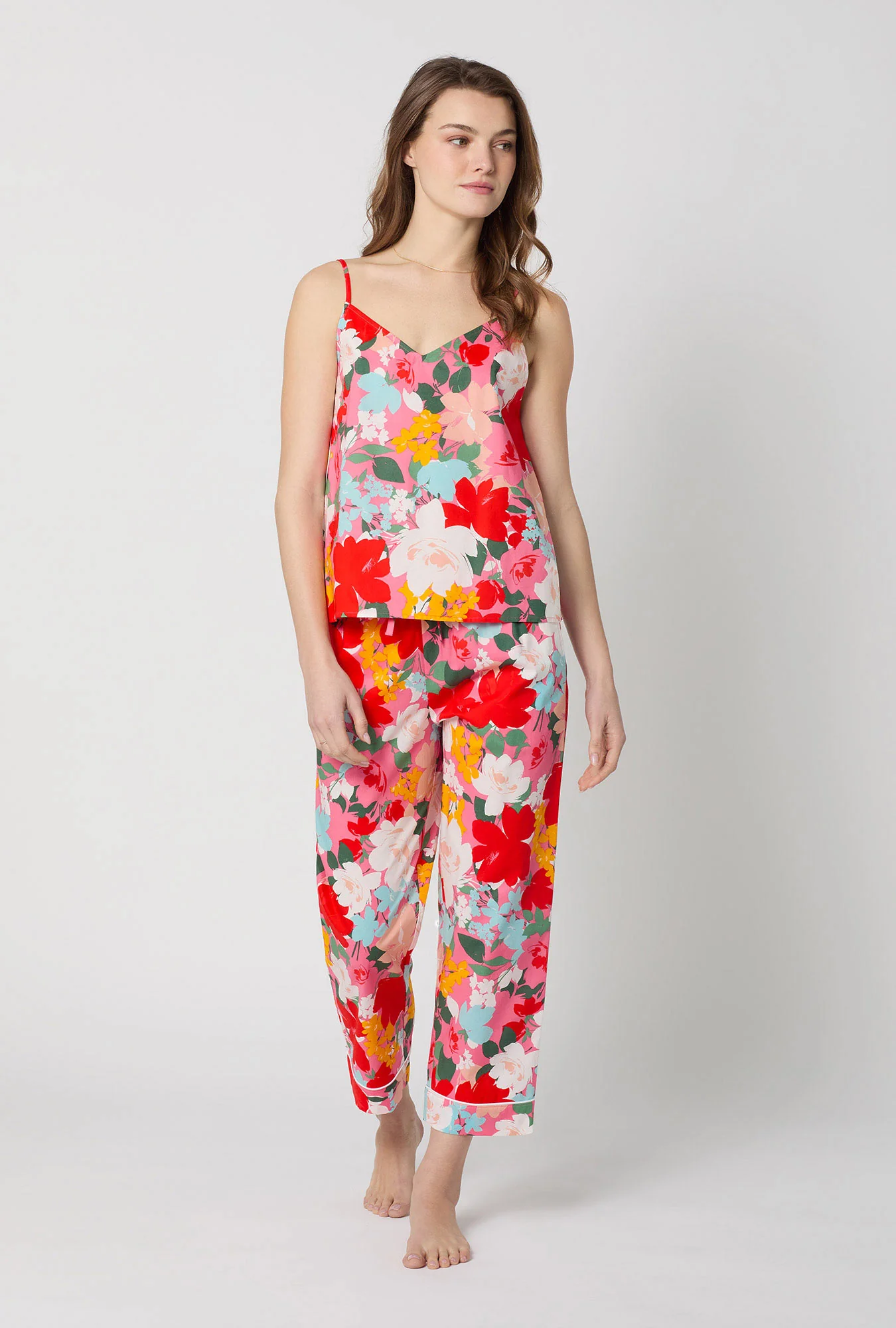 Cassandra Cami Woven Cotton Poplin Cropped Pj Set
