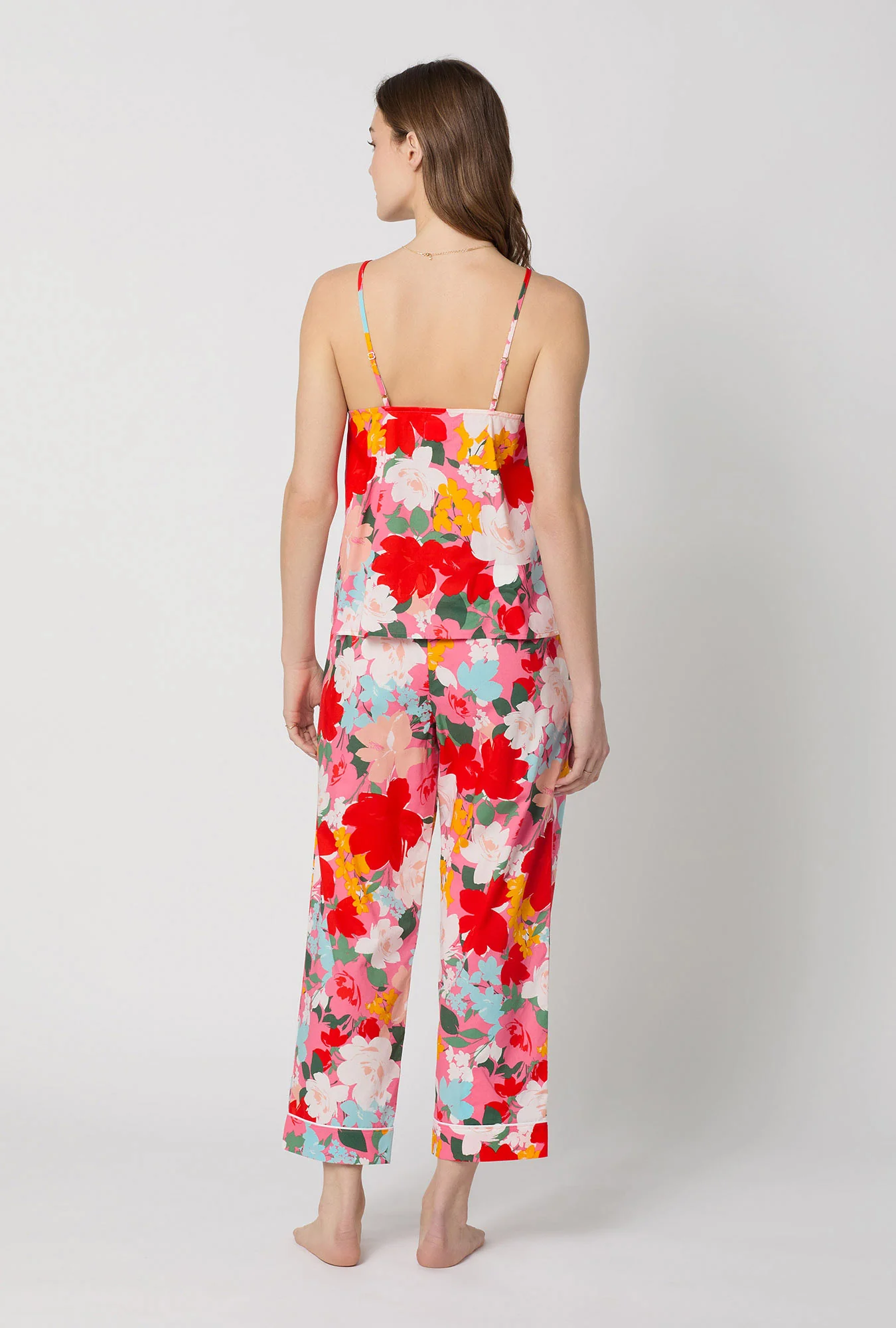 Cassandra Cami Woven Cotton Poplin Cropped Pj Set - Image 3