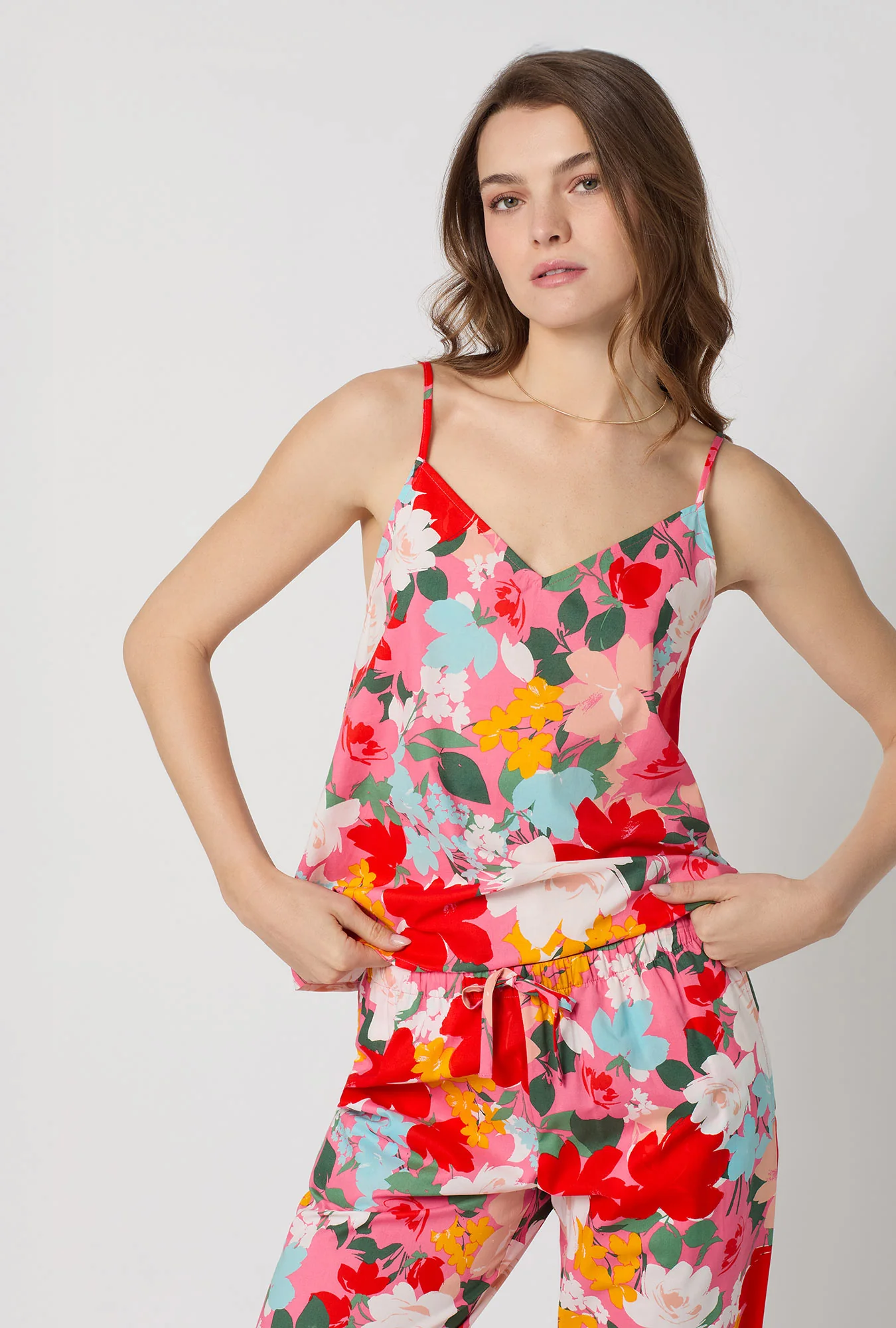 Cassandra Cami Woven Cotton Poplin Cropped Pj Set - Image 4