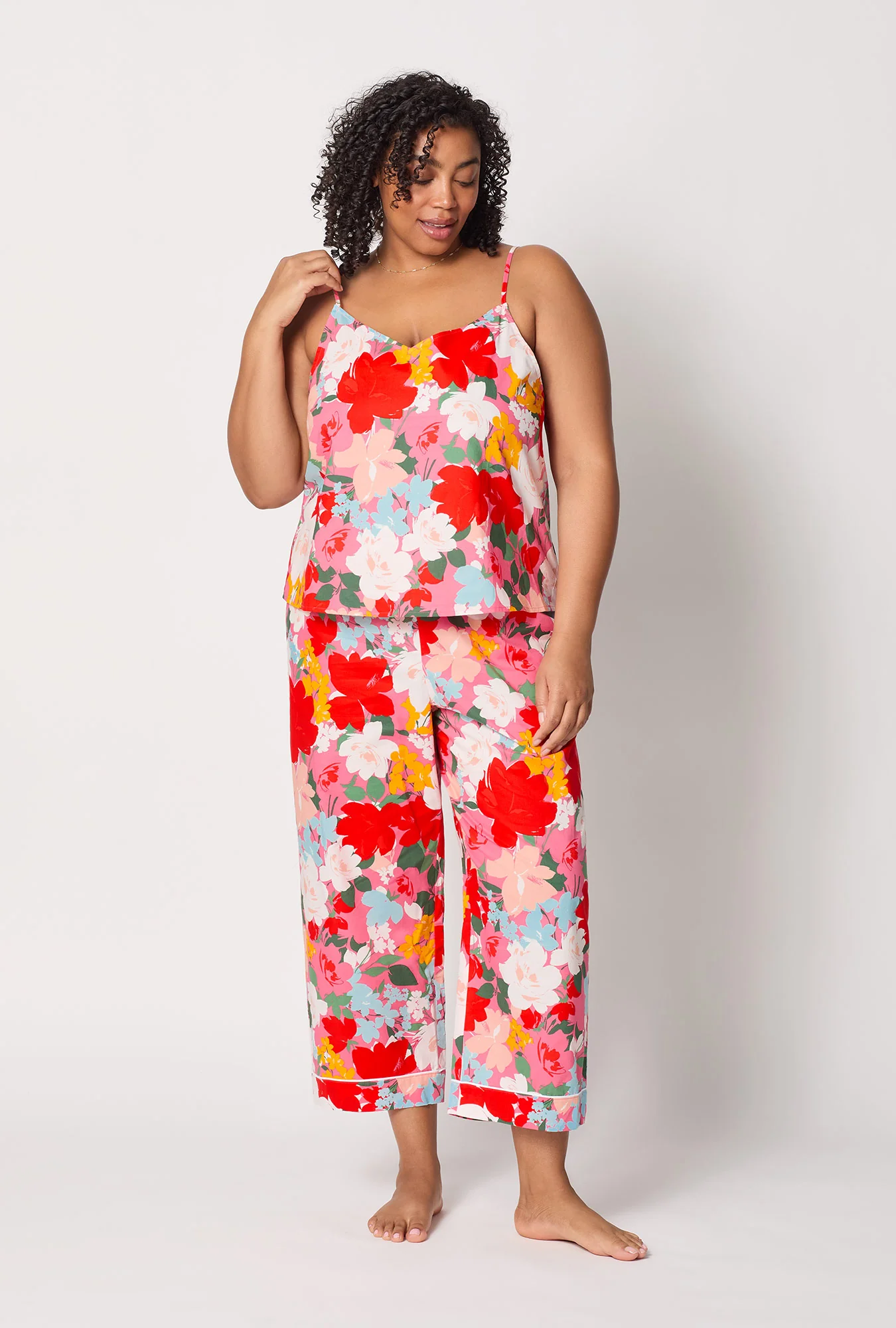 Cassandra Cami Woven Cotton Poplin Cropped Pj Set - Image 5