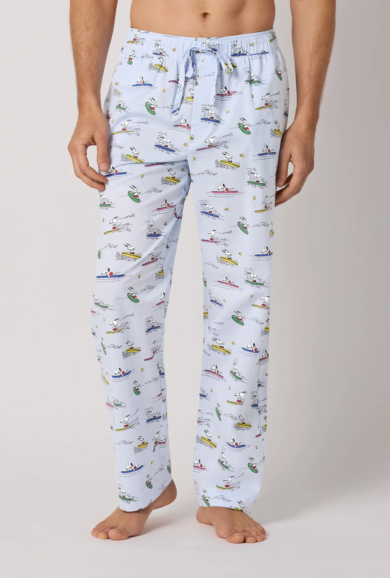 Catch A Wave, Snoopy Men's Woven Cotton Poplin Pj Pant