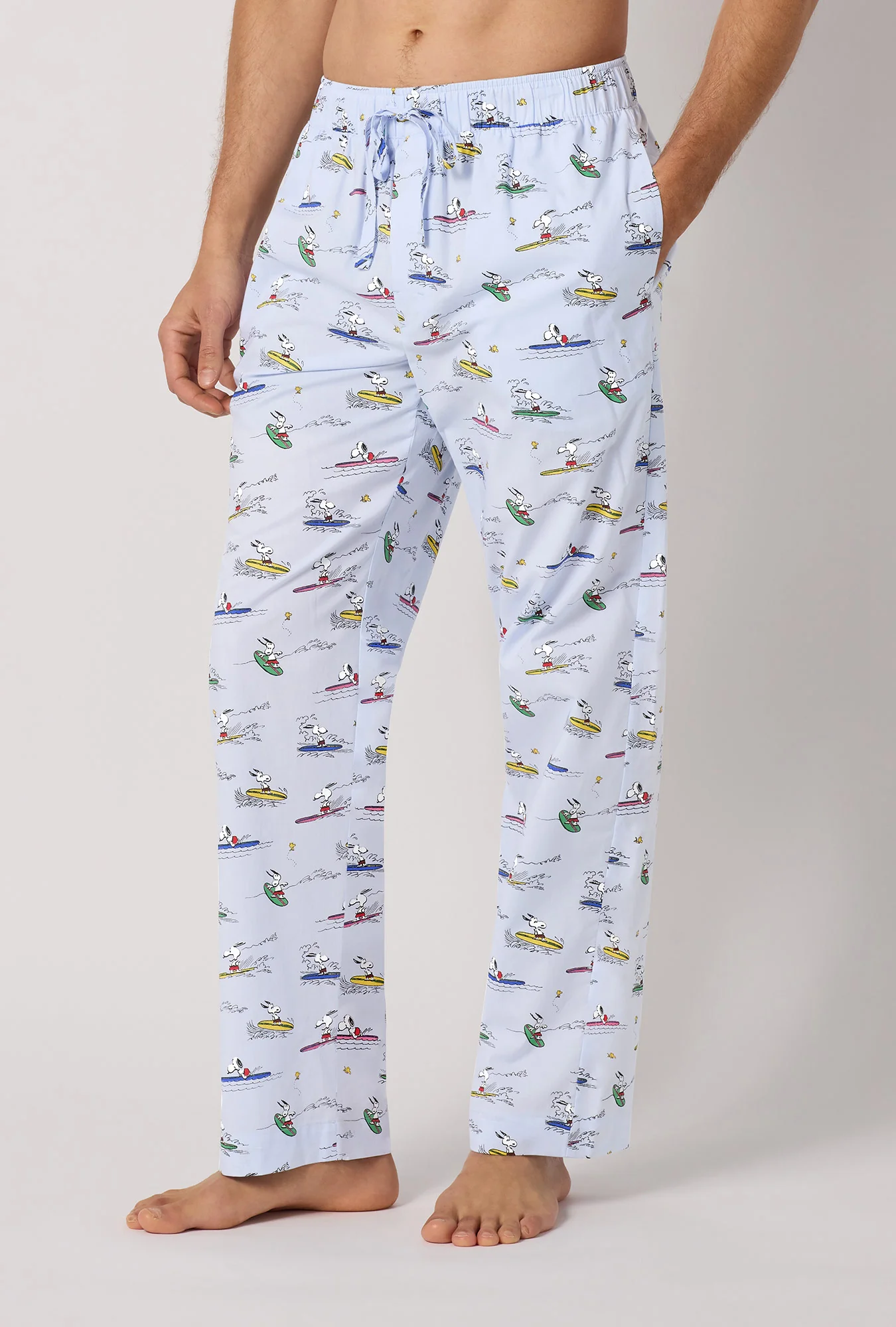 Catch A Wave, Snoopy Men's Woven Cotton Poplin Pj Pant - Image 2