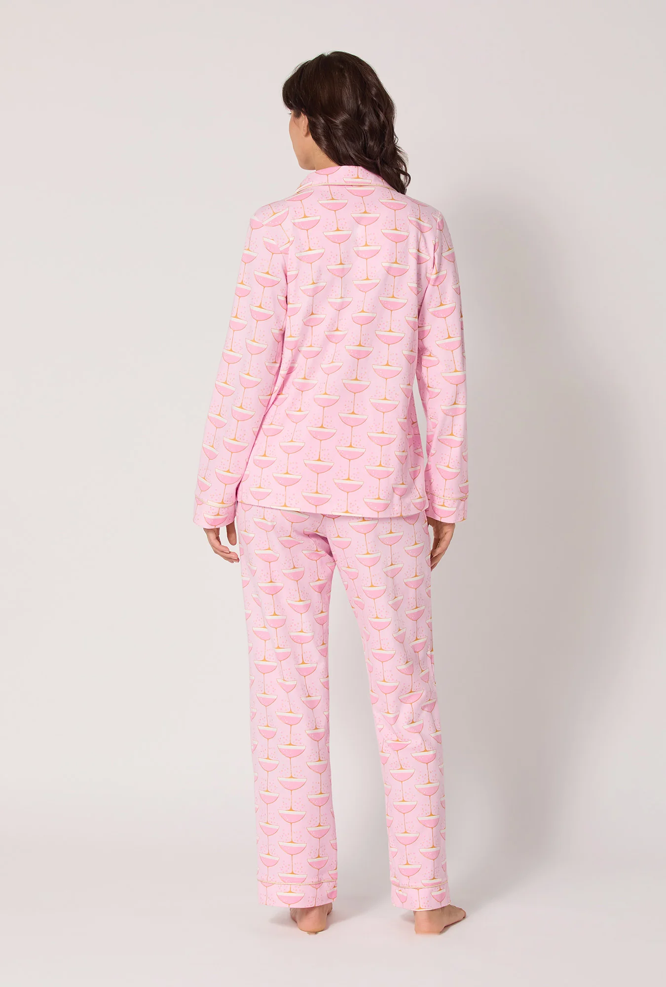 Champagne Coupe Long Sleeve Classic Stretch Jersey Pj Set - Image 4