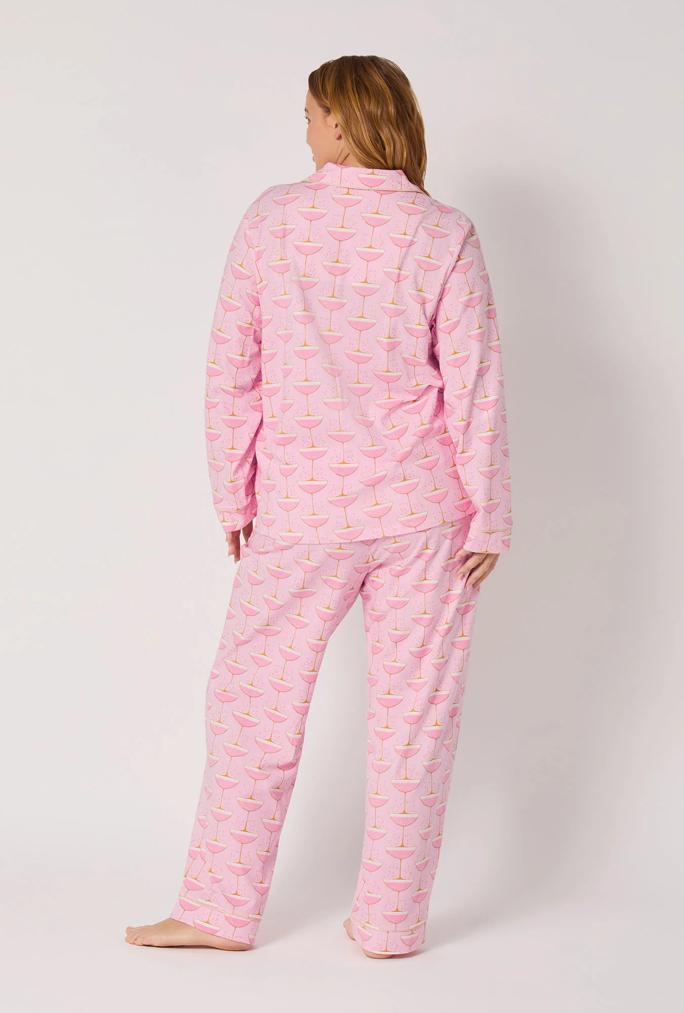 Champagne Coupe Long Sleeve Classic Stretch Jersey Pj Set - Image 6
