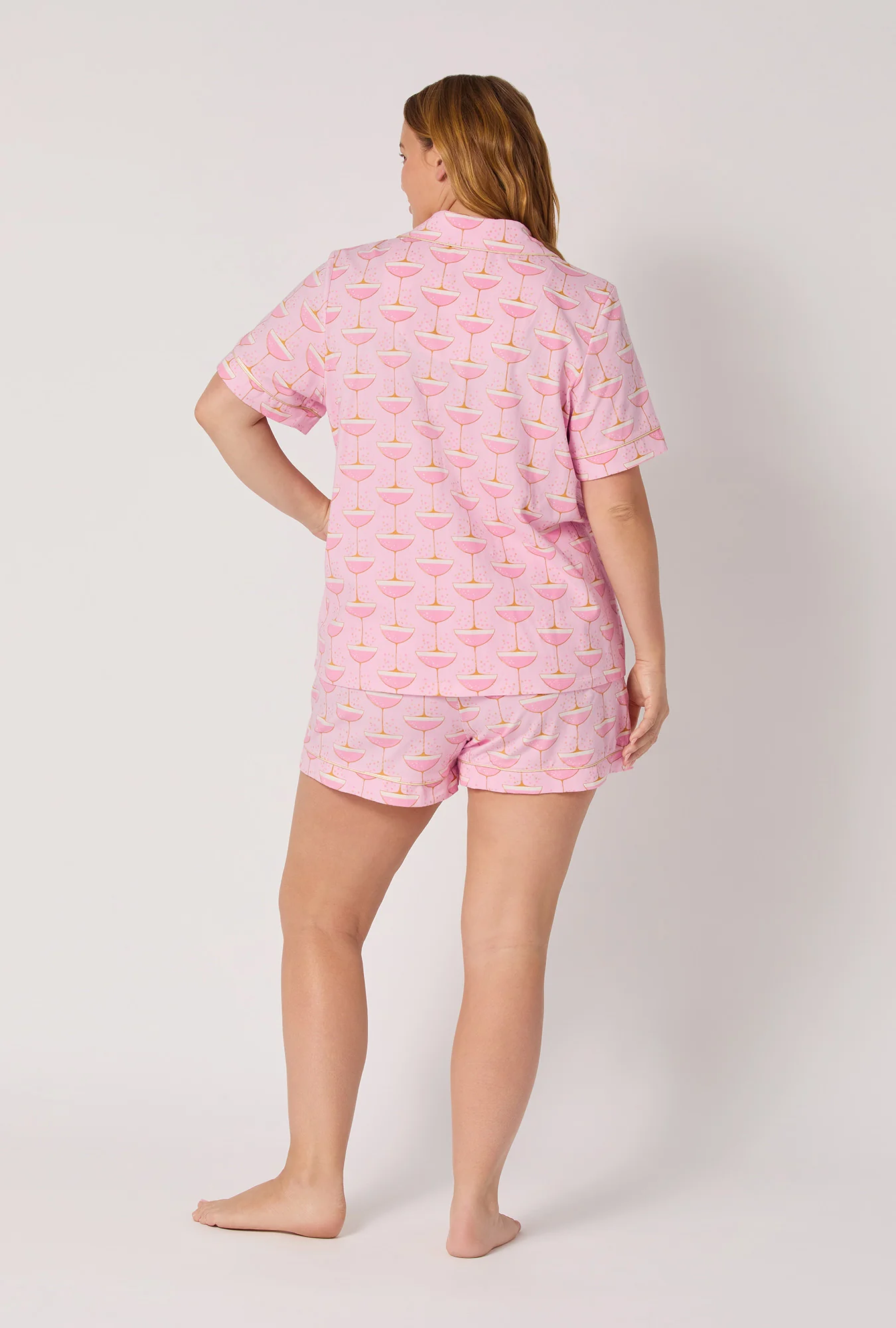 Champagne Coupe Short Sleeve Classic Shorty Stretch Jersey Pj Set - Image 6