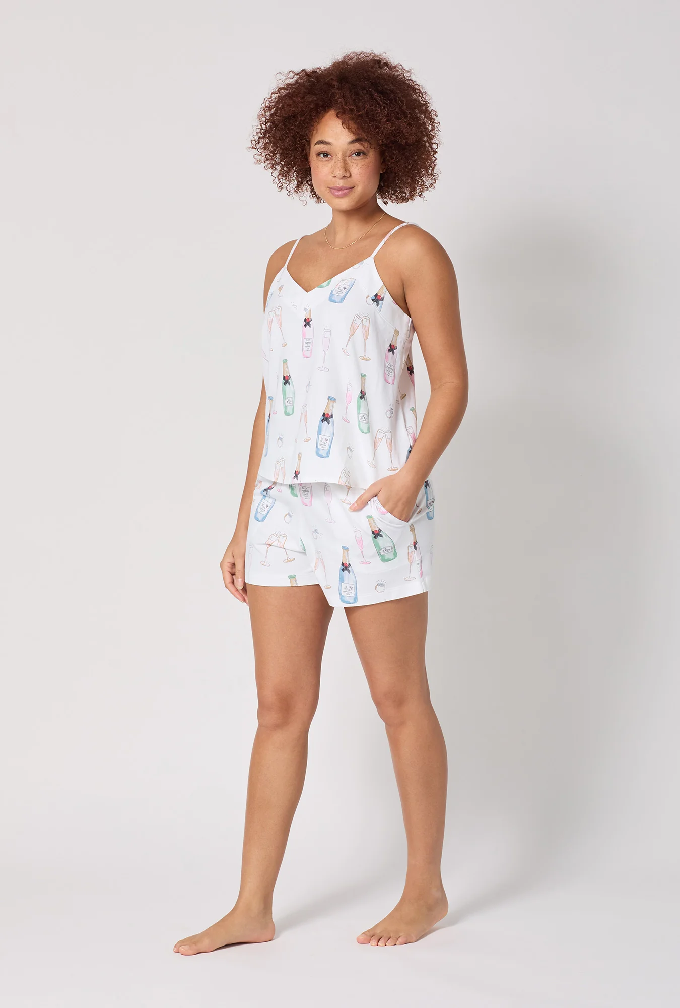 Champagne Wedding Cami Stretch Jersey Shorty PJ Set - Image 3