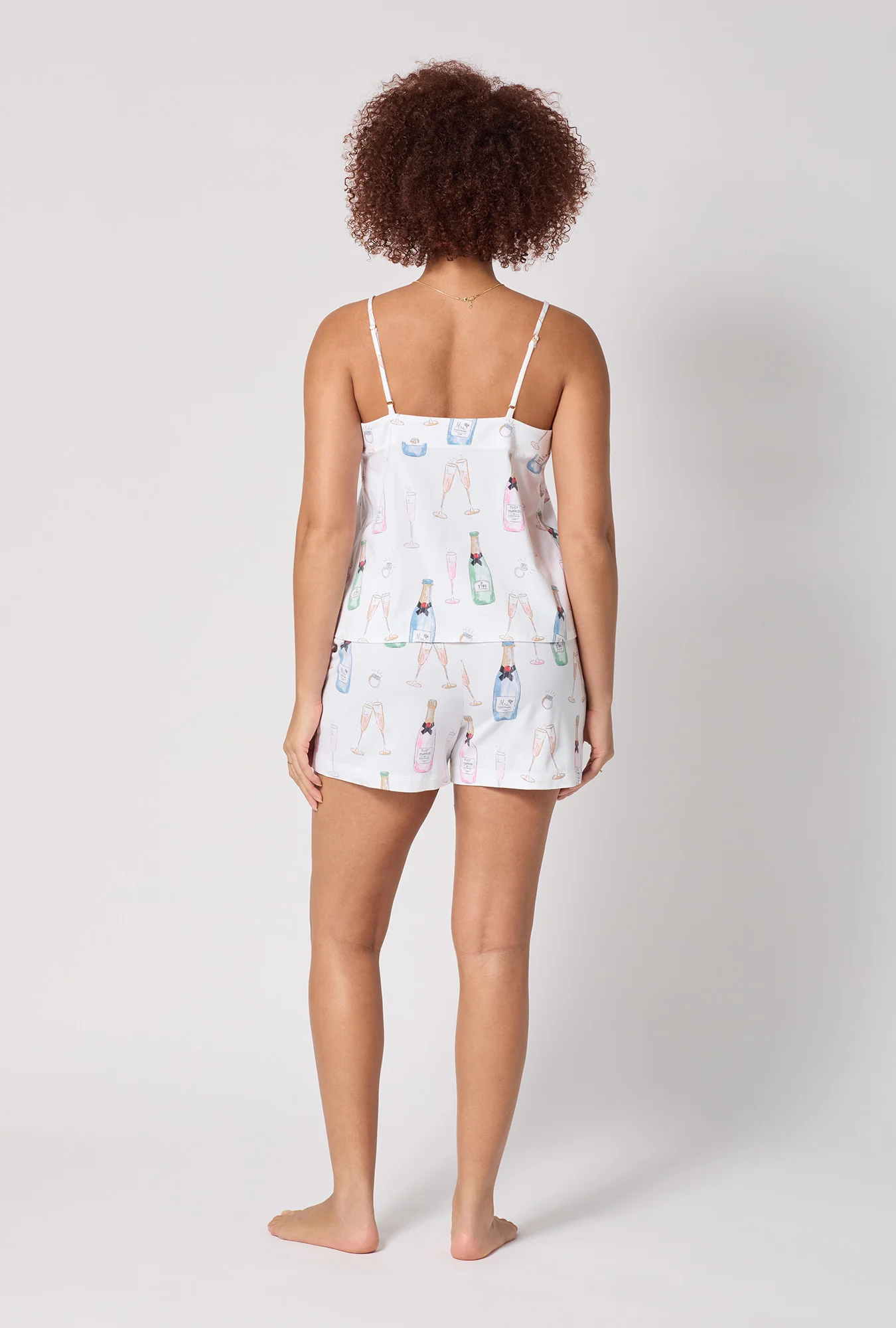 Champagne Wedding Cami Stretch Jersey Shorty PJ Set - Image 4