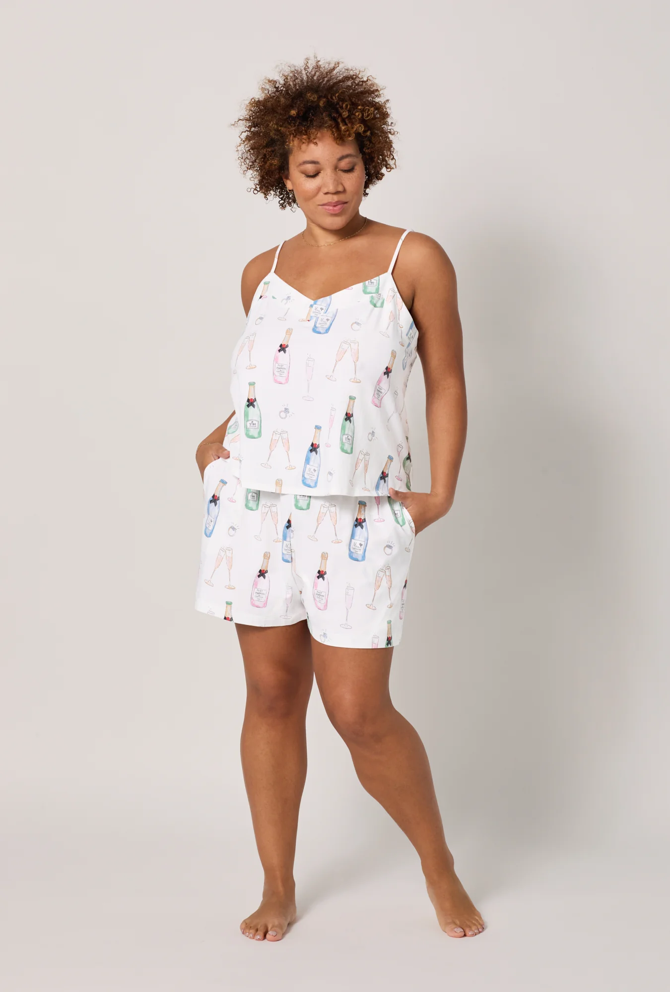 Champagne Wedding Cami Stretch Jersey Shorty PJ Set - Image 5