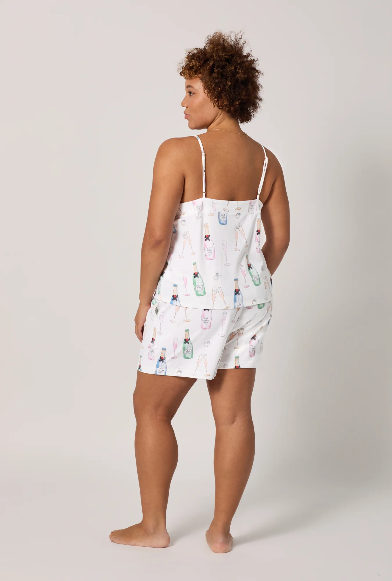 Champagne Wedding Cami Stretch Jersey Shorty PJ Set - Image 6