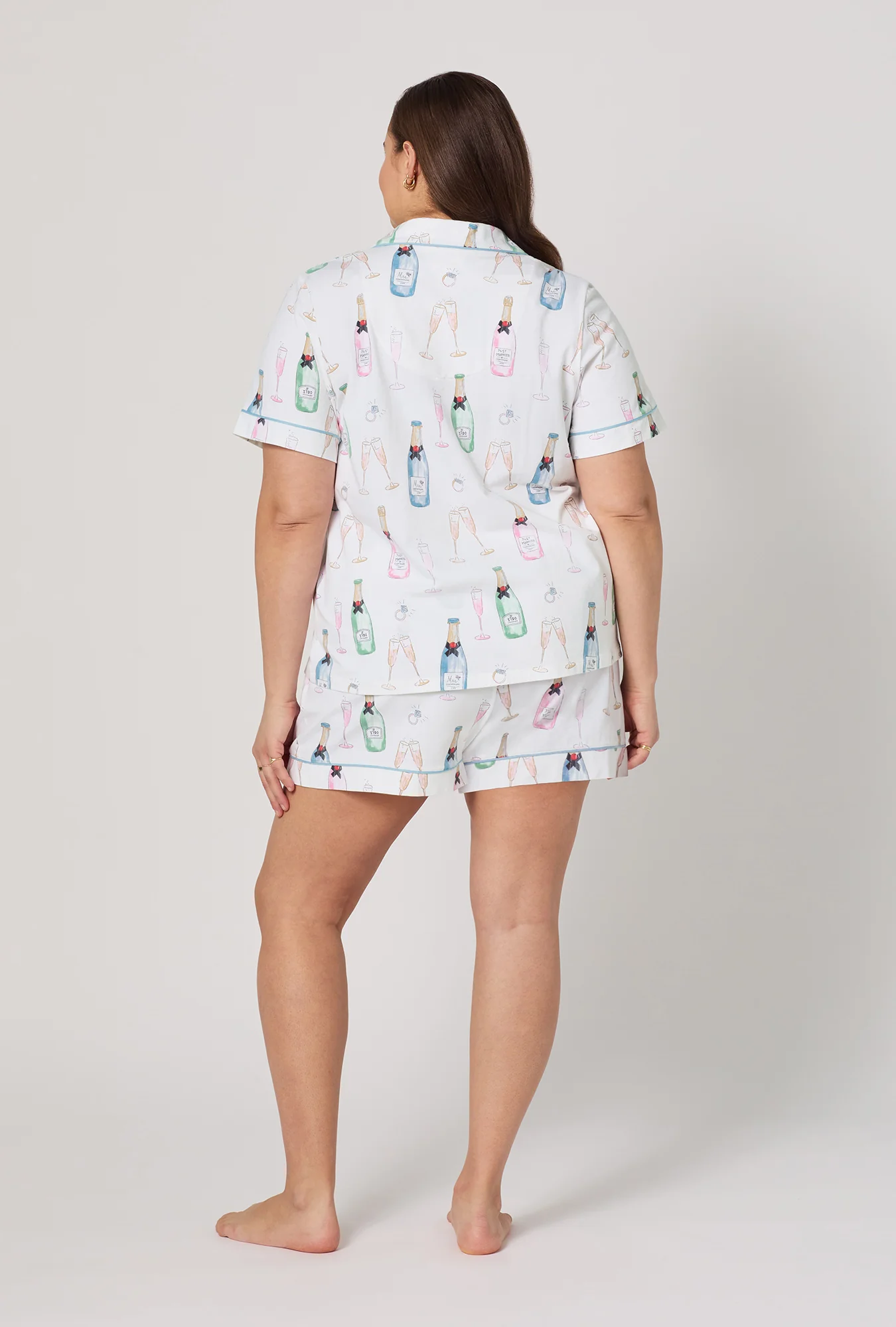 Champagne Wedding Short Sleeve Classic Shorty Stretch Jersey PJ Set - Image 7
