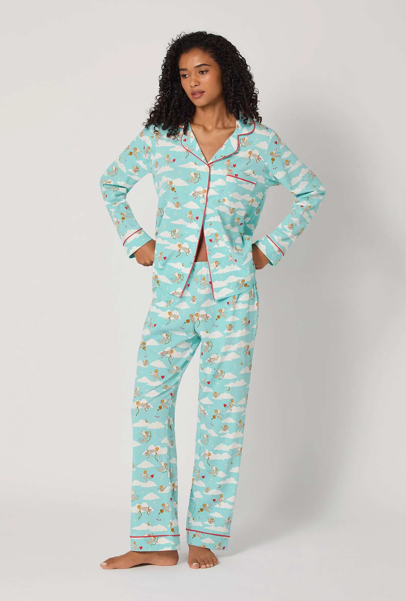 Cheeky Cupid Long Sleeve Classic Stretch Jersey Pj Set