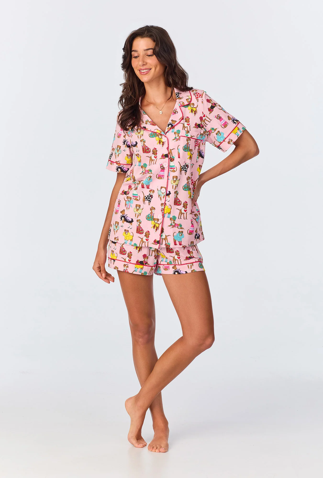Bedhead x Bronwyn Newport Chic Boxers Short Sleeve Classic Shorty Stretch Jersey PJ Set - Image 9