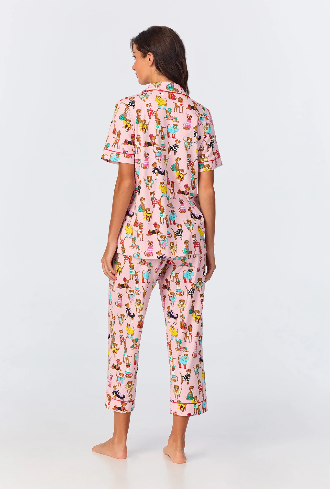 Bedhead x Bronwyn Newport Chic Boxers  Short Sleeve Classic Stretch Jersey Cropped PJ Set - Image 3