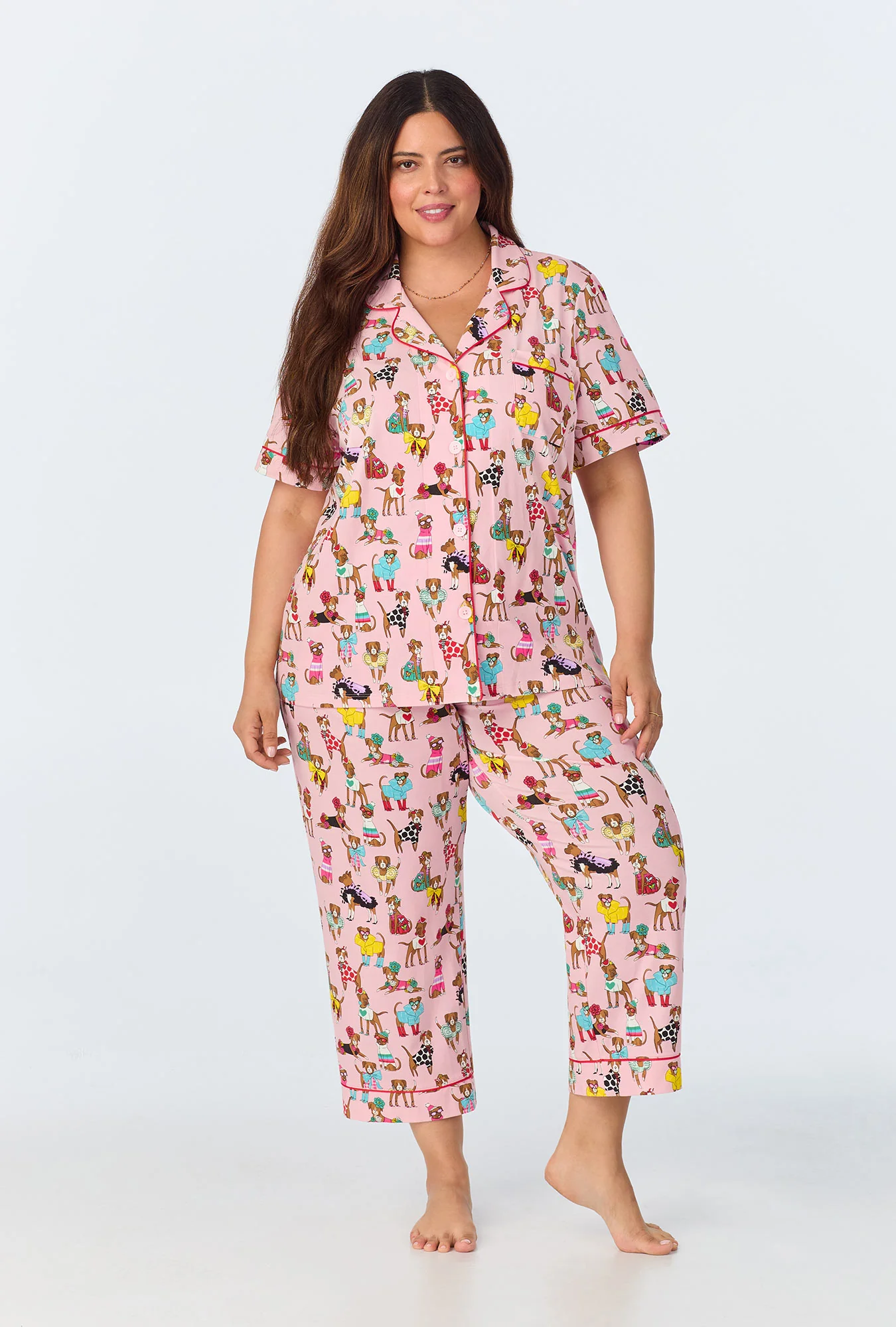 Bedhead x Bronwyn Newport Chic Boxers  Short Sleeve Classic Stretch Jersey Cropped PJ Set - Image 4