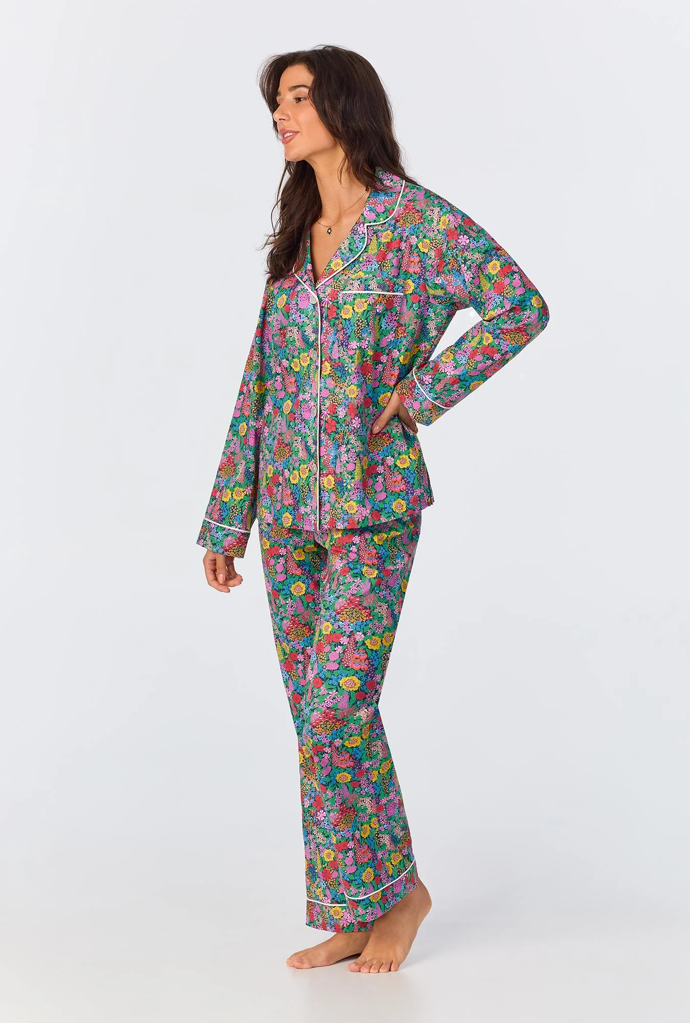 Ciara May Long Sleeve Classic Woven Cotton Tana Lawn Long PJ Set Made with Liberty Fabrics - Image 2