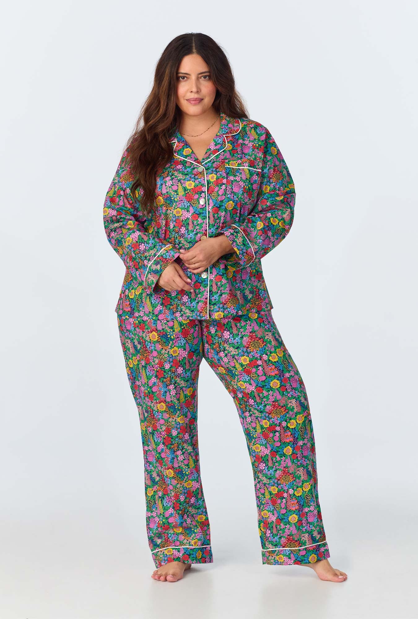 Ciara May Long Sleeve Classic Woven Cotton Tana Lawn Long PJ Set Made with Liberty Fabrics - Image 4