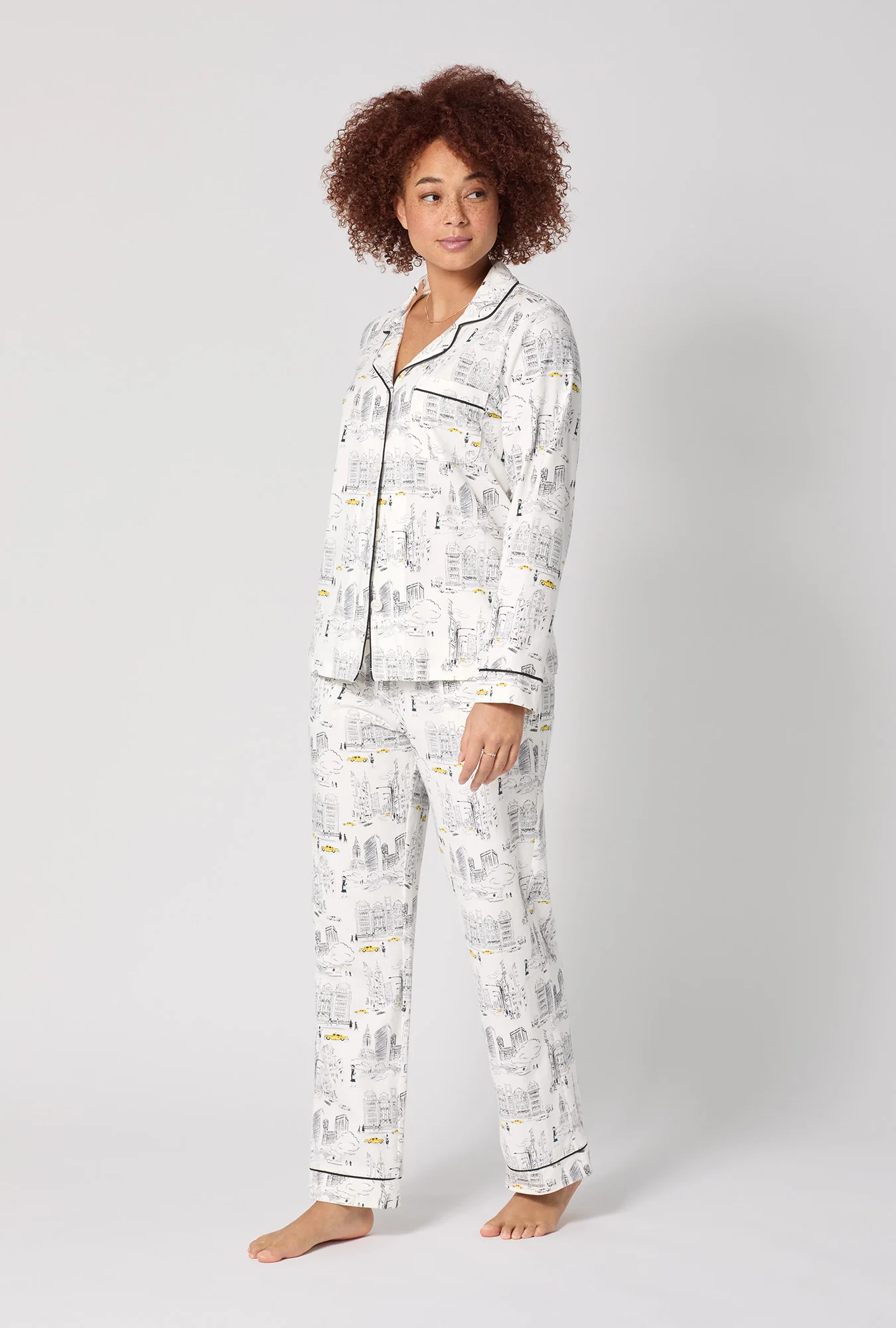 City That Never Sleeps Long Sleeve Classic Stretch Jersey PJ Set - Image 3