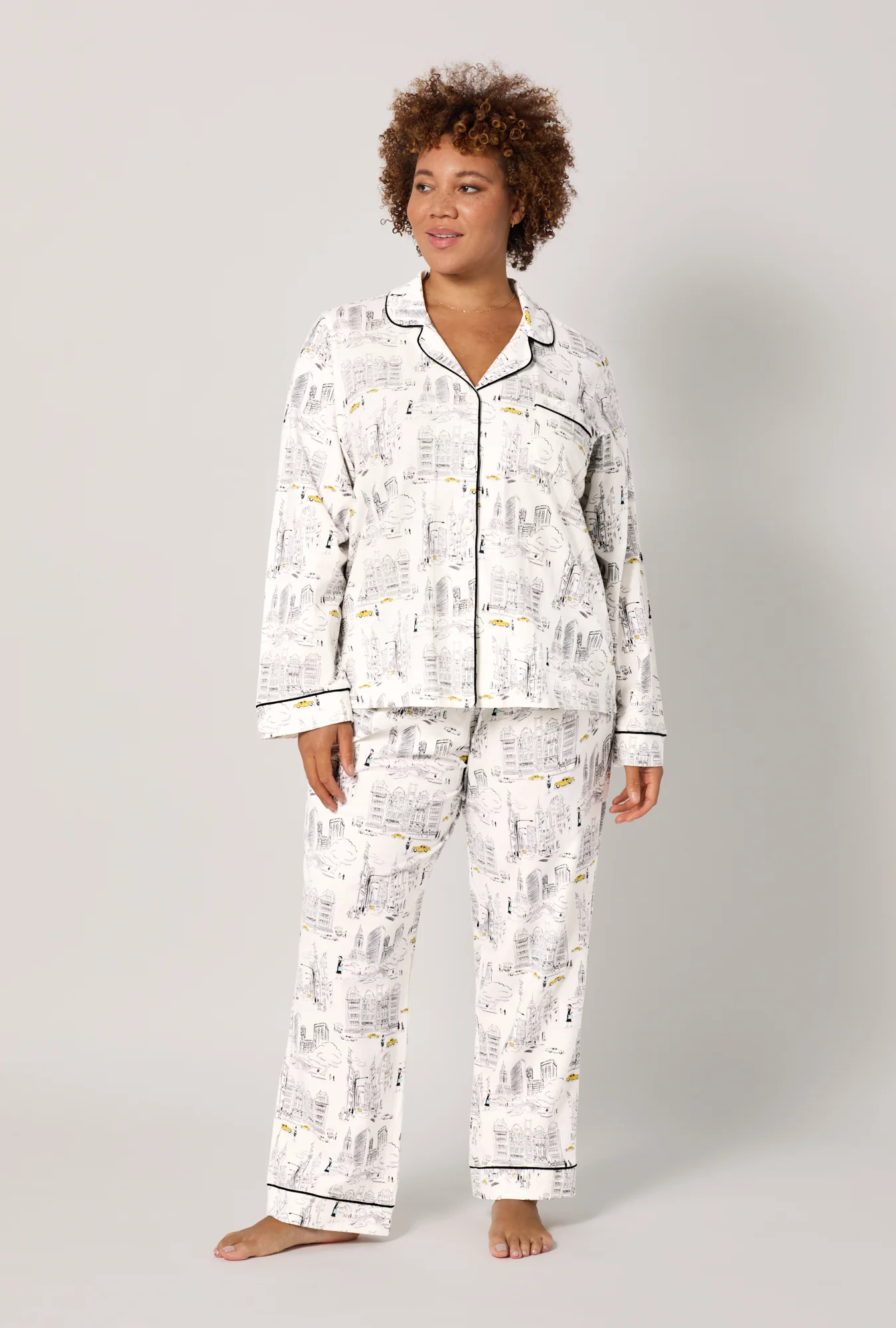 City That Never Sleeps Long Sleeve Classic Stretch Jersey PJ Set - Image 5