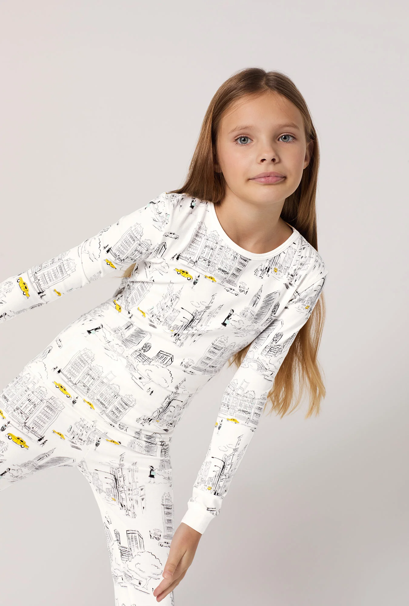 City That Never Sleeps Long Sleeve Stretch Jersey Kids PJ Set - Image 2