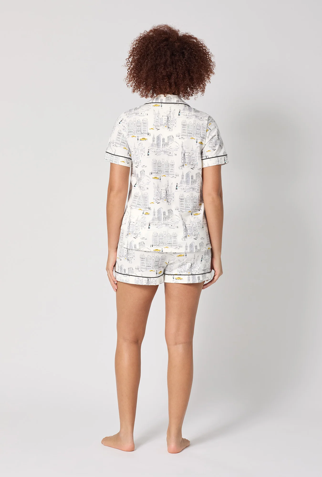 City That Never Sleeps Short Sleeve Classic Shorty Stretch Jersey PJ Set - Image 4