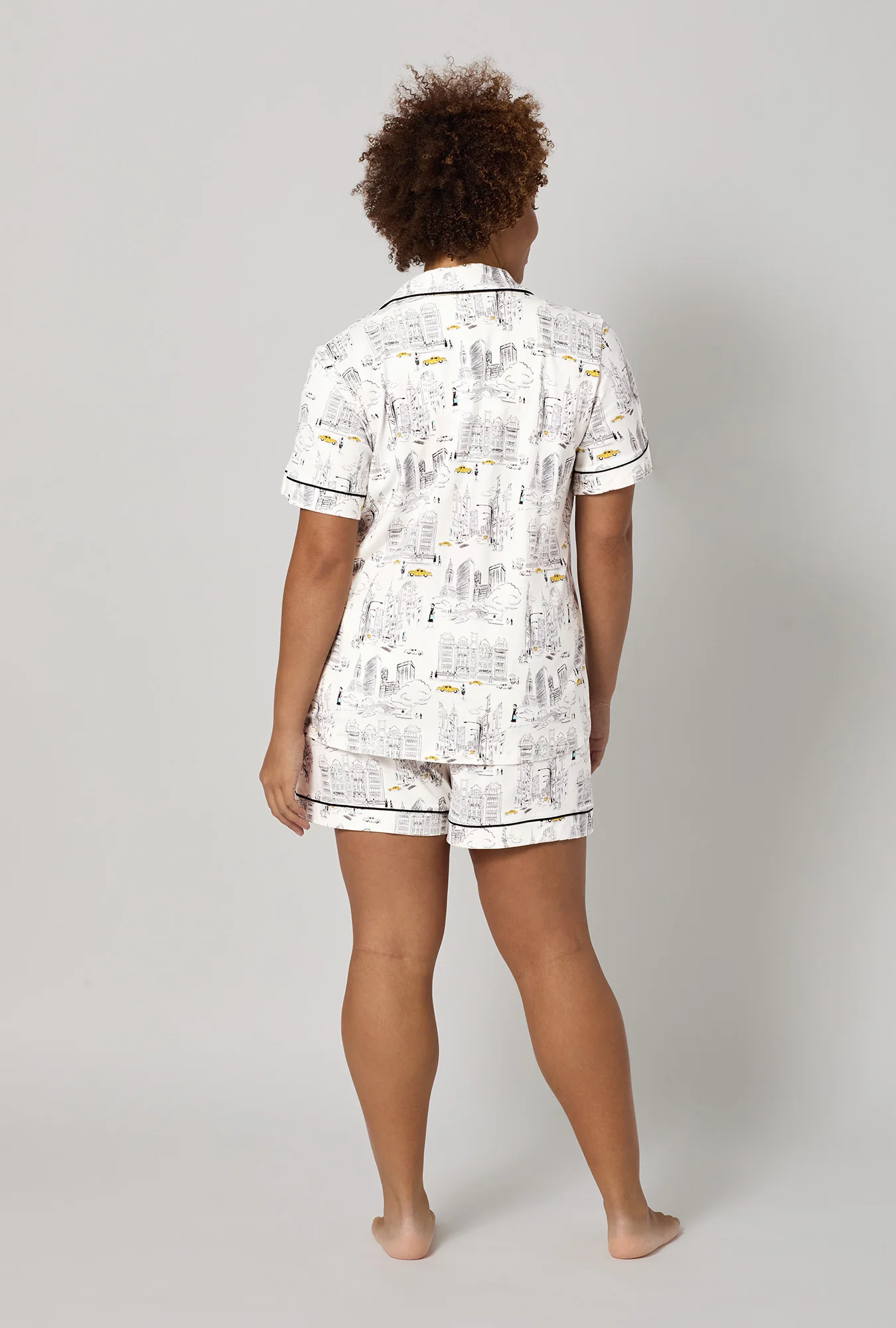 City That Never Sleeps Short Sleeve Classic Shorty Stretch Jersey PJ Set - Image 6