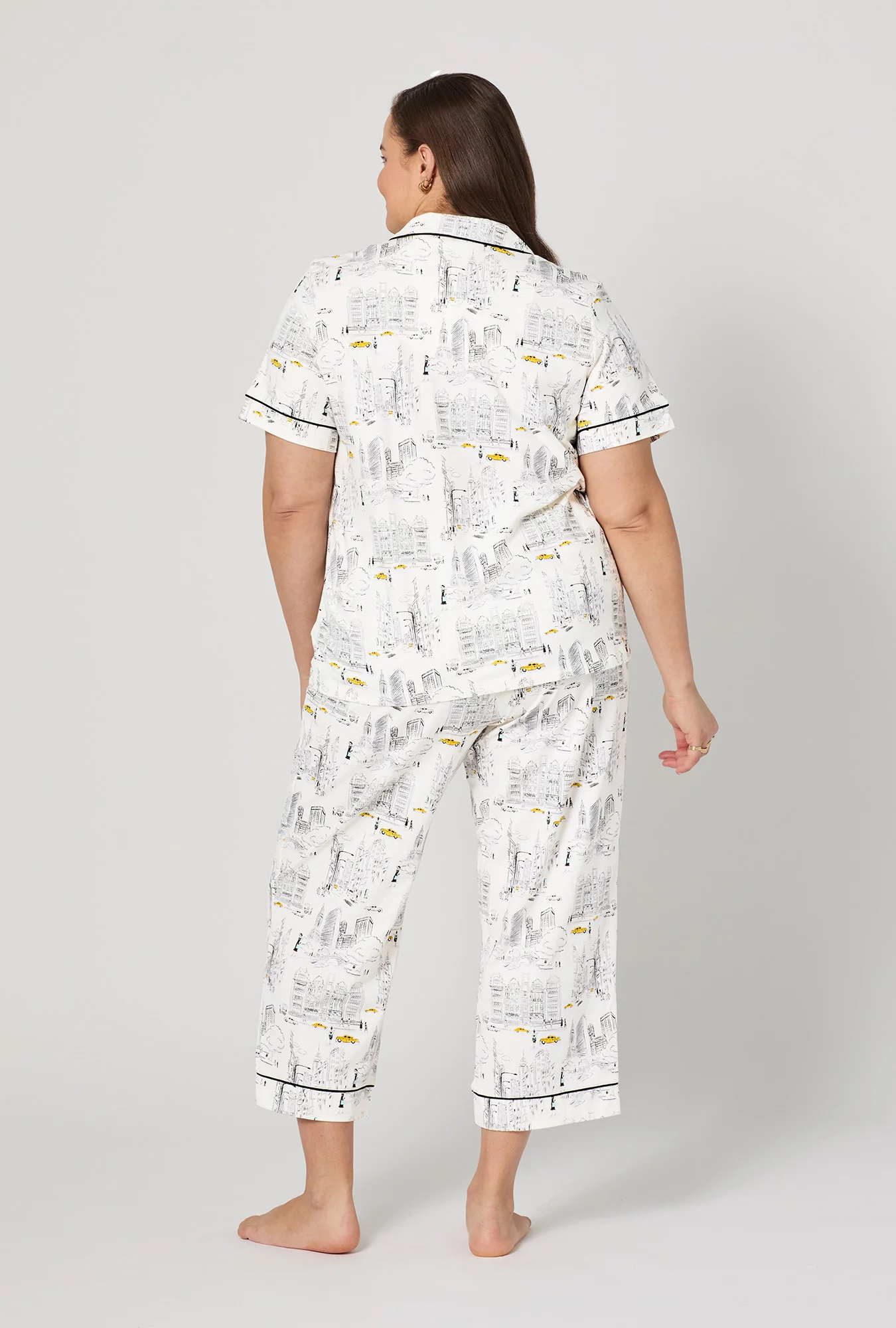 City That Never Sleeps Short Sleeve Classic Stretch Jersey Cropped PJ Set - Image 7